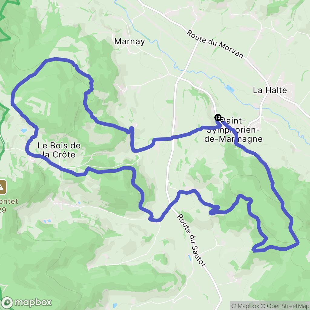 Saint-Symphorien-de-Marmagne : carte du parcours de randonnée - France