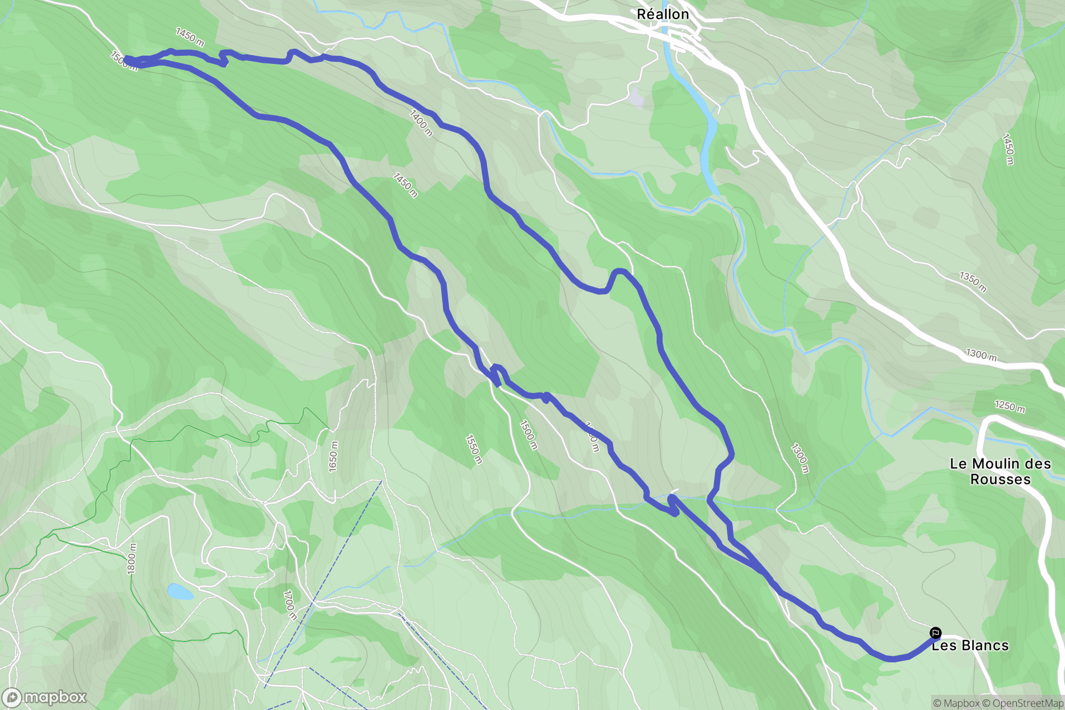 Réallon : carte du parcours de randonnée - France