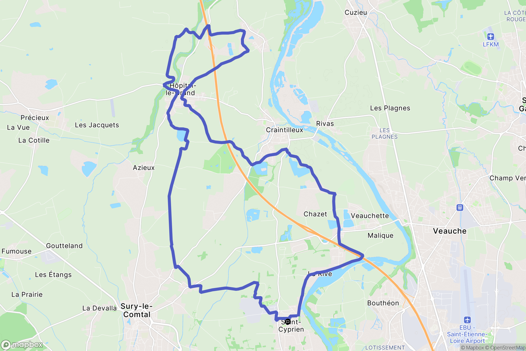 Saint-Cyprien : carte du parcours de randonnée - France