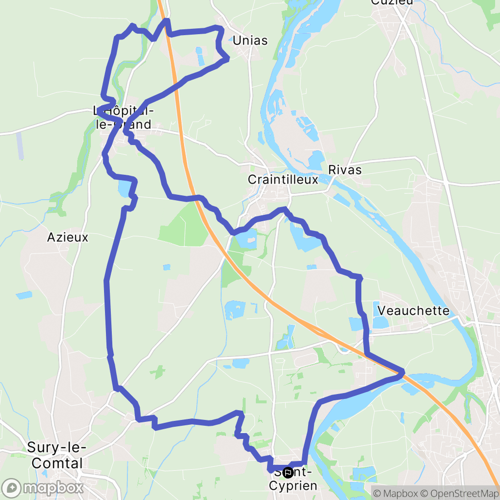 Saint-Cyprien : carte du parcours de randonnée - France