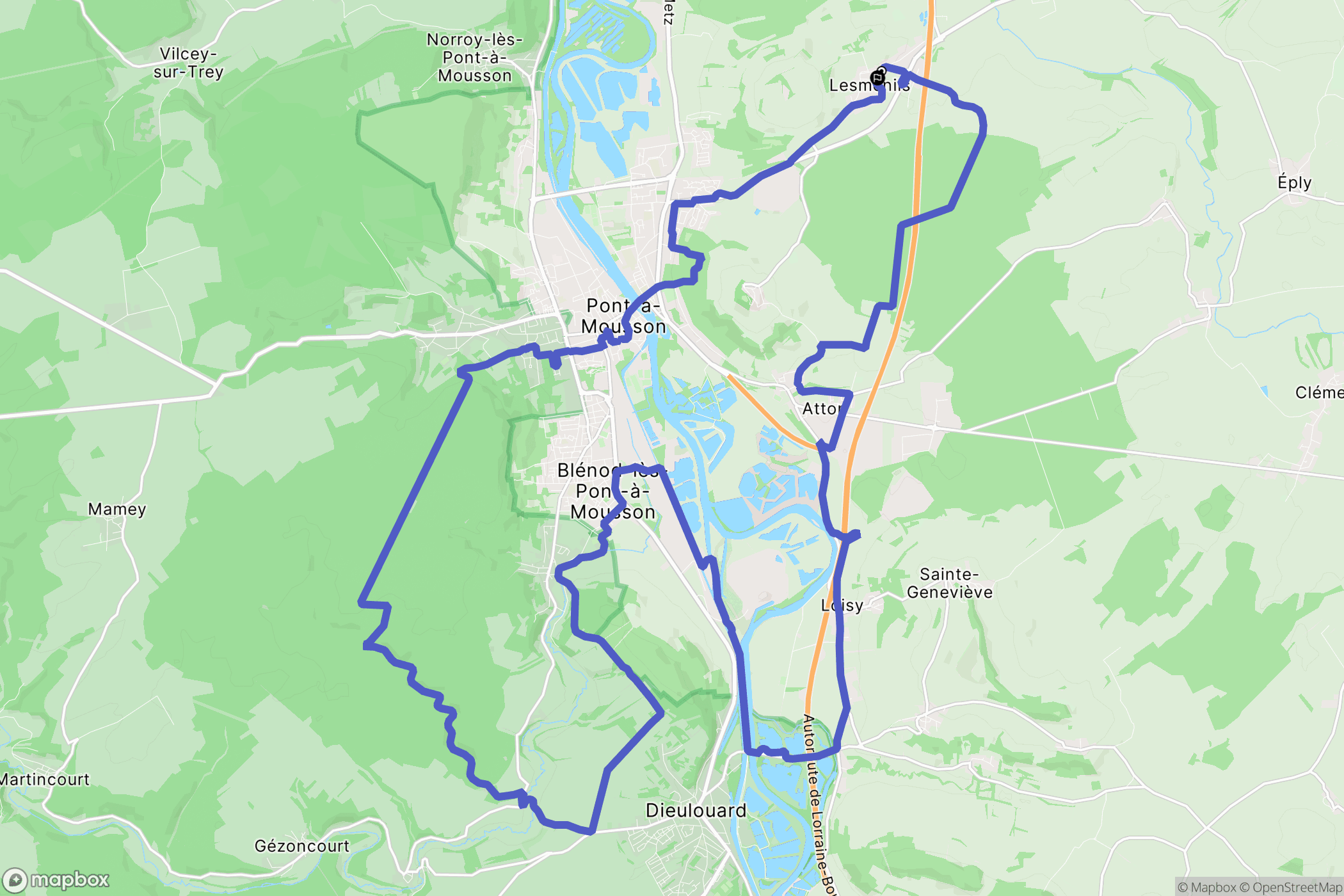 Lesménils : carte du parcours de randonnée - France