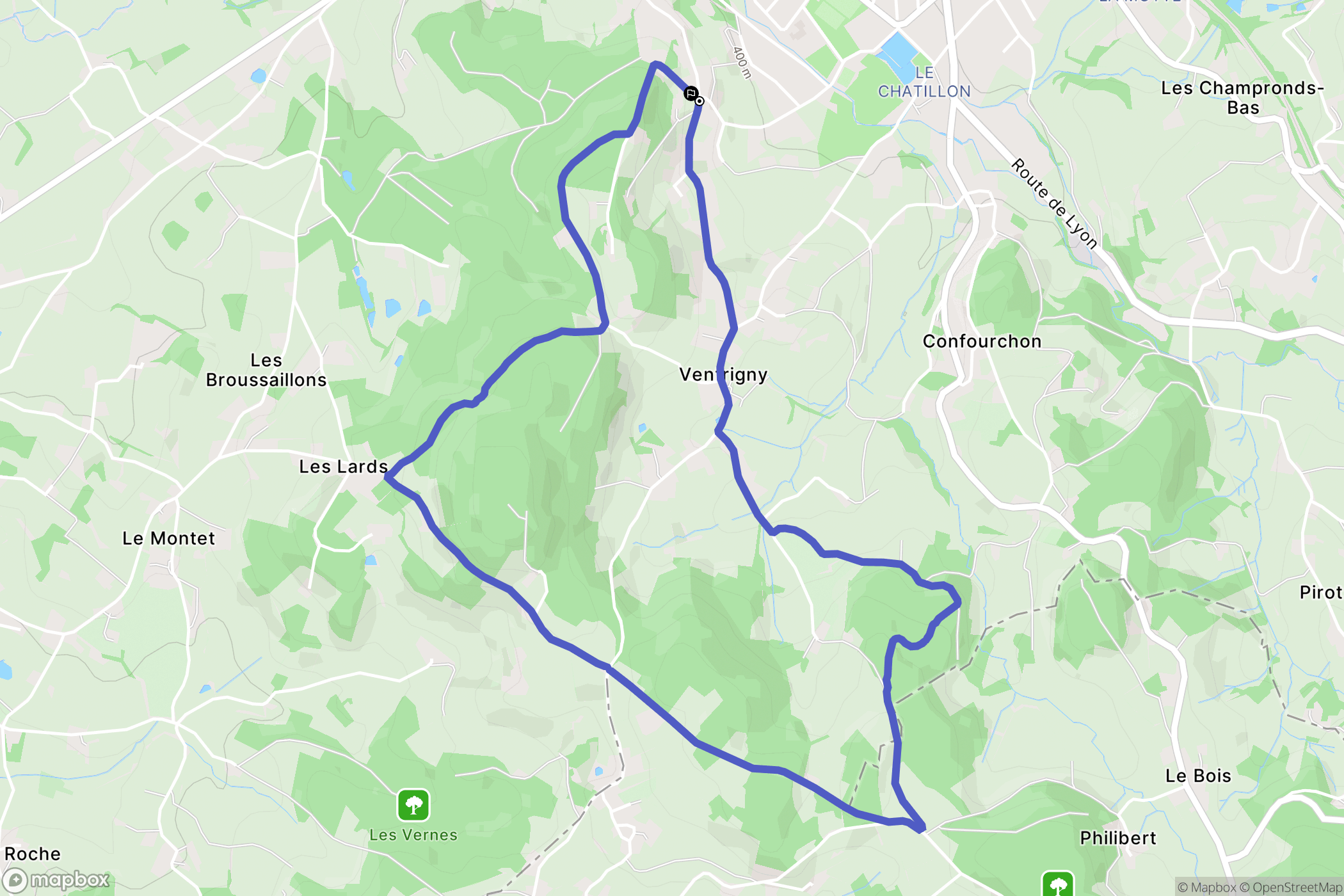 Chauffailles : carte du parcours de randonnée - France