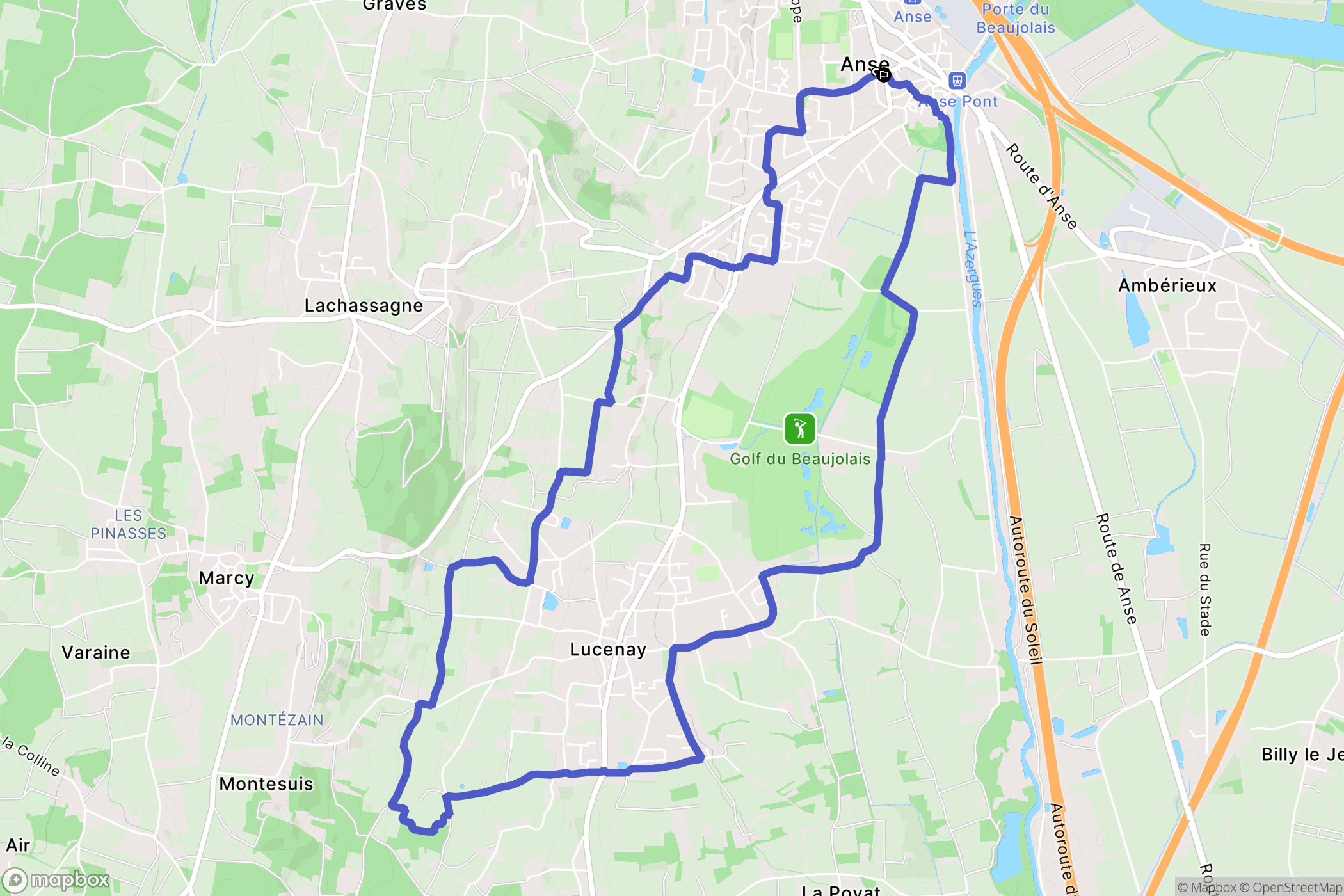 Anse : carte du parcours de randonnée - France
