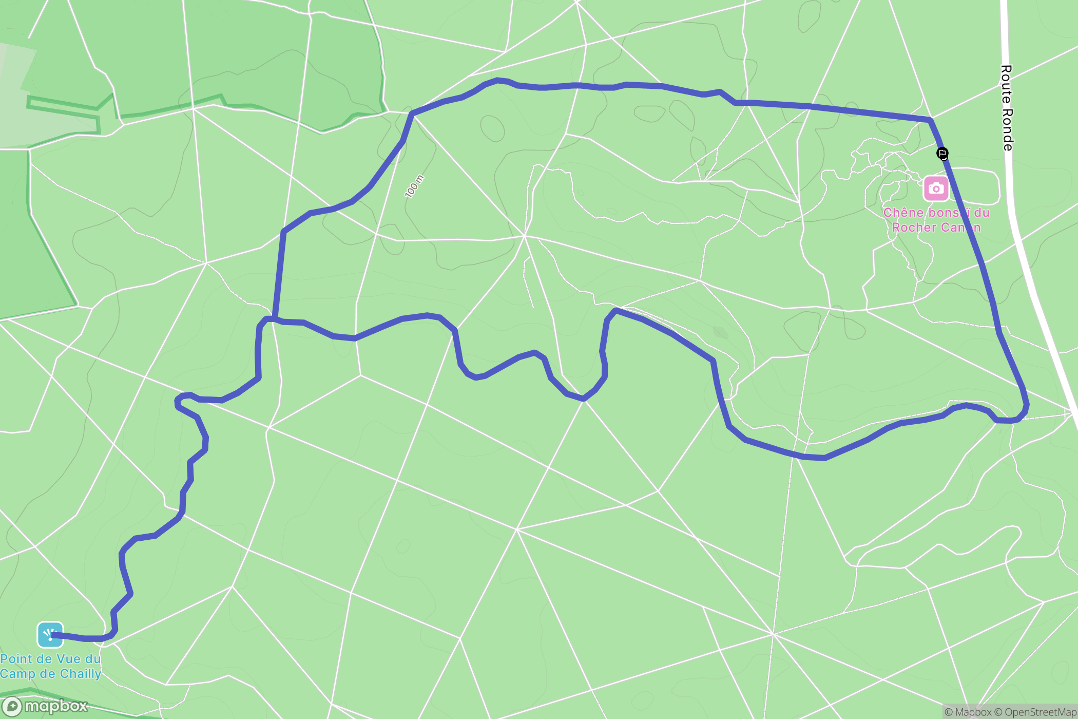 Fontainebleau : carte du parcours de randonnée - France