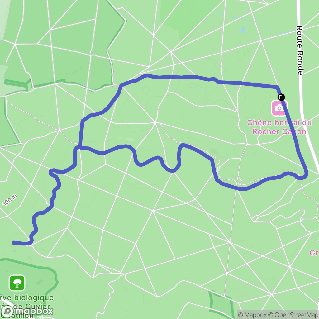 Fontainebleau : carte du parcours de randonnée - France