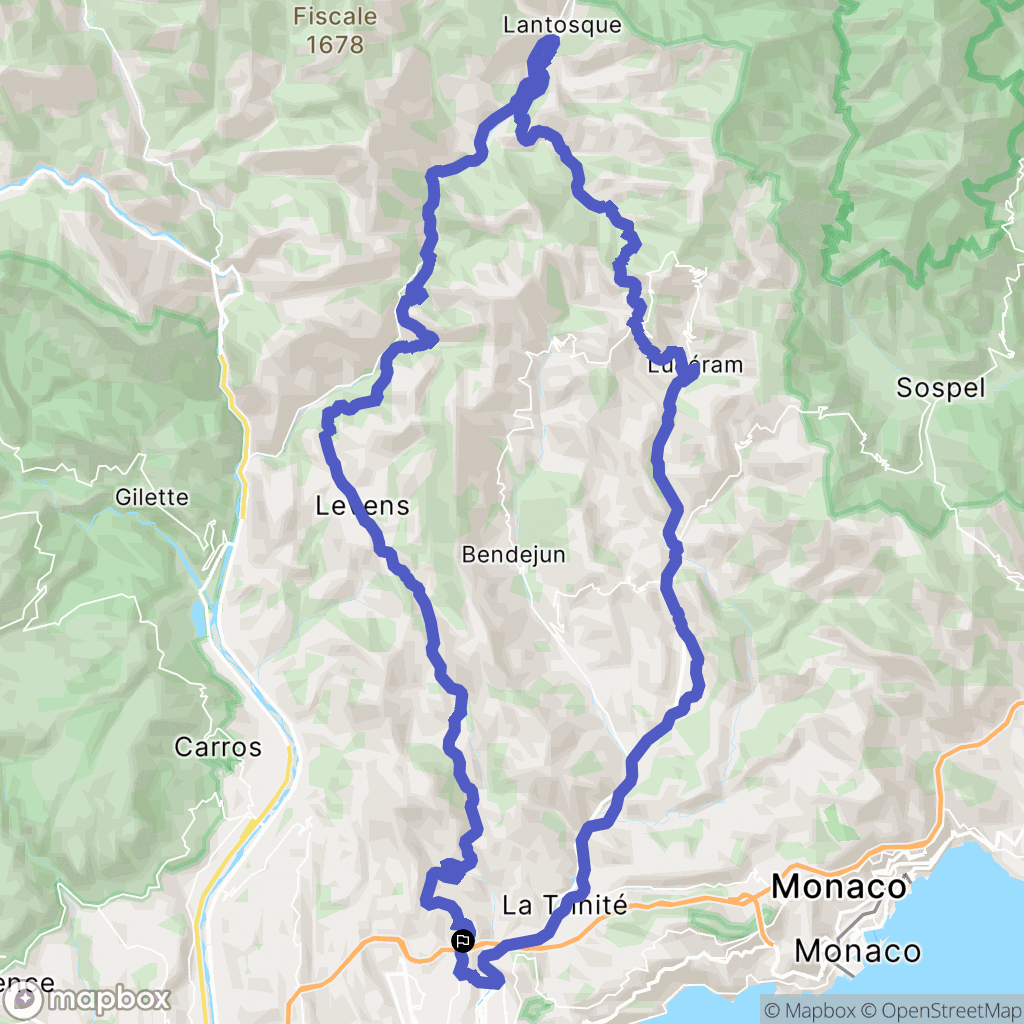 Nice : carte du parcours de randonnée - France
