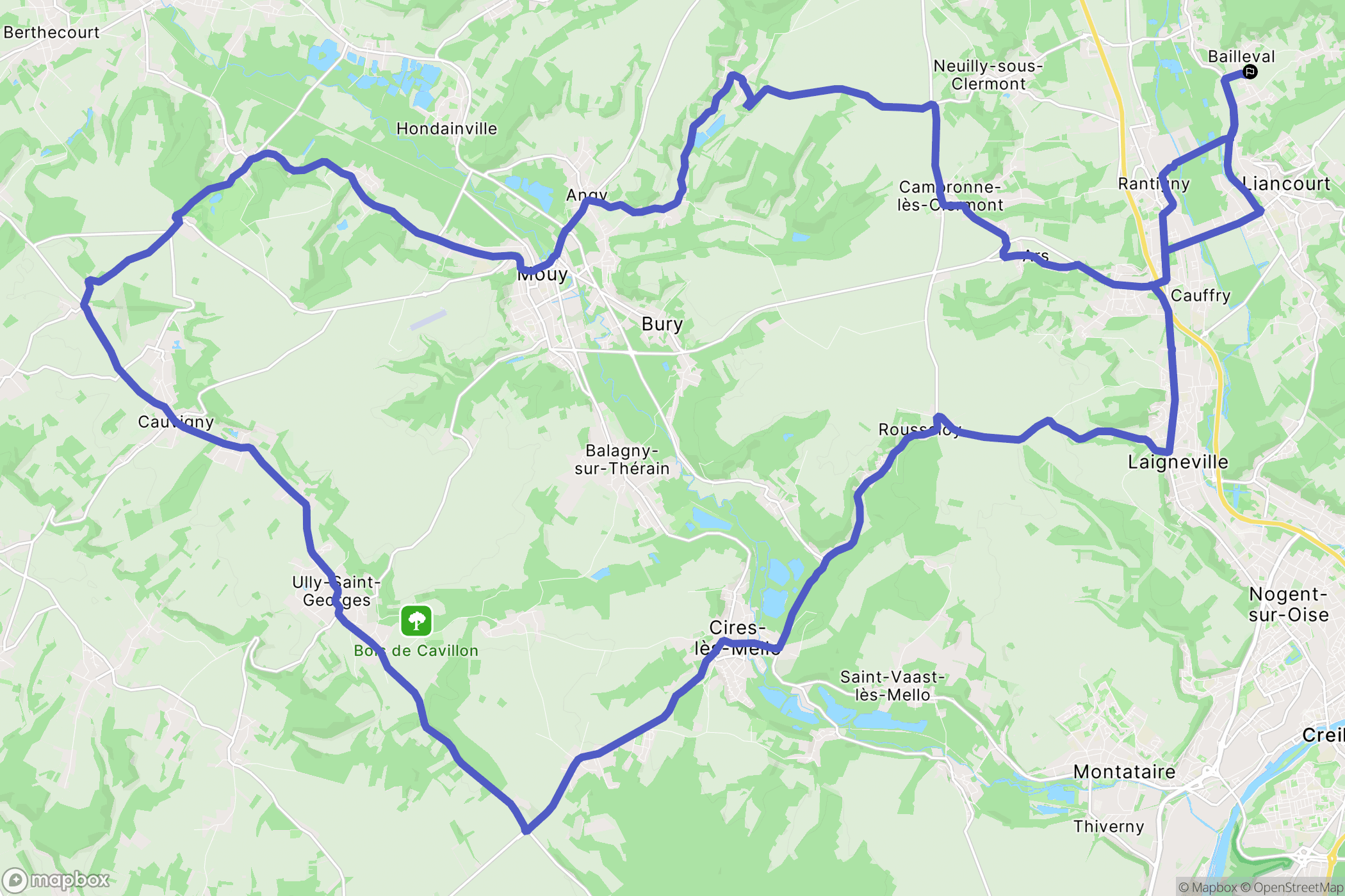 Bailleval : carte du parcours de randonnée - France
