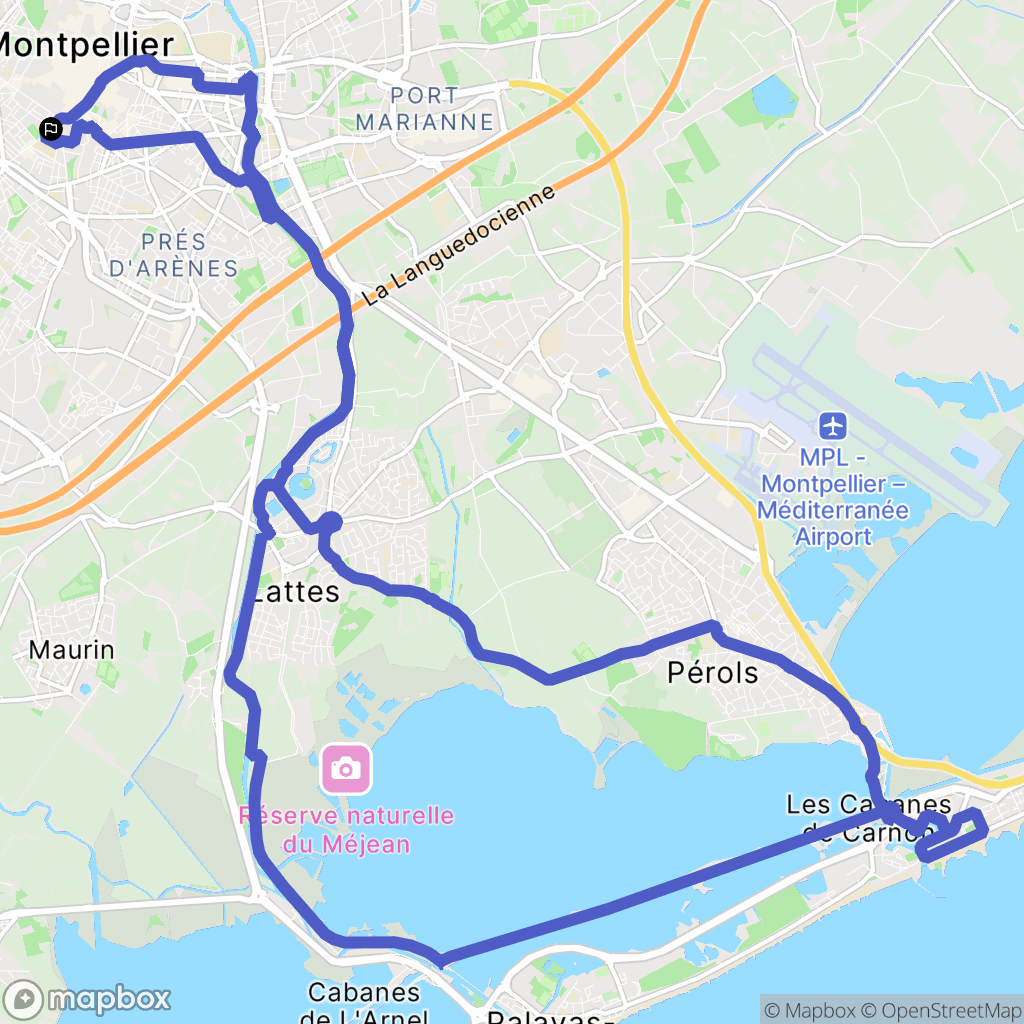 Montpellier : carte du parcours de randonnée - France