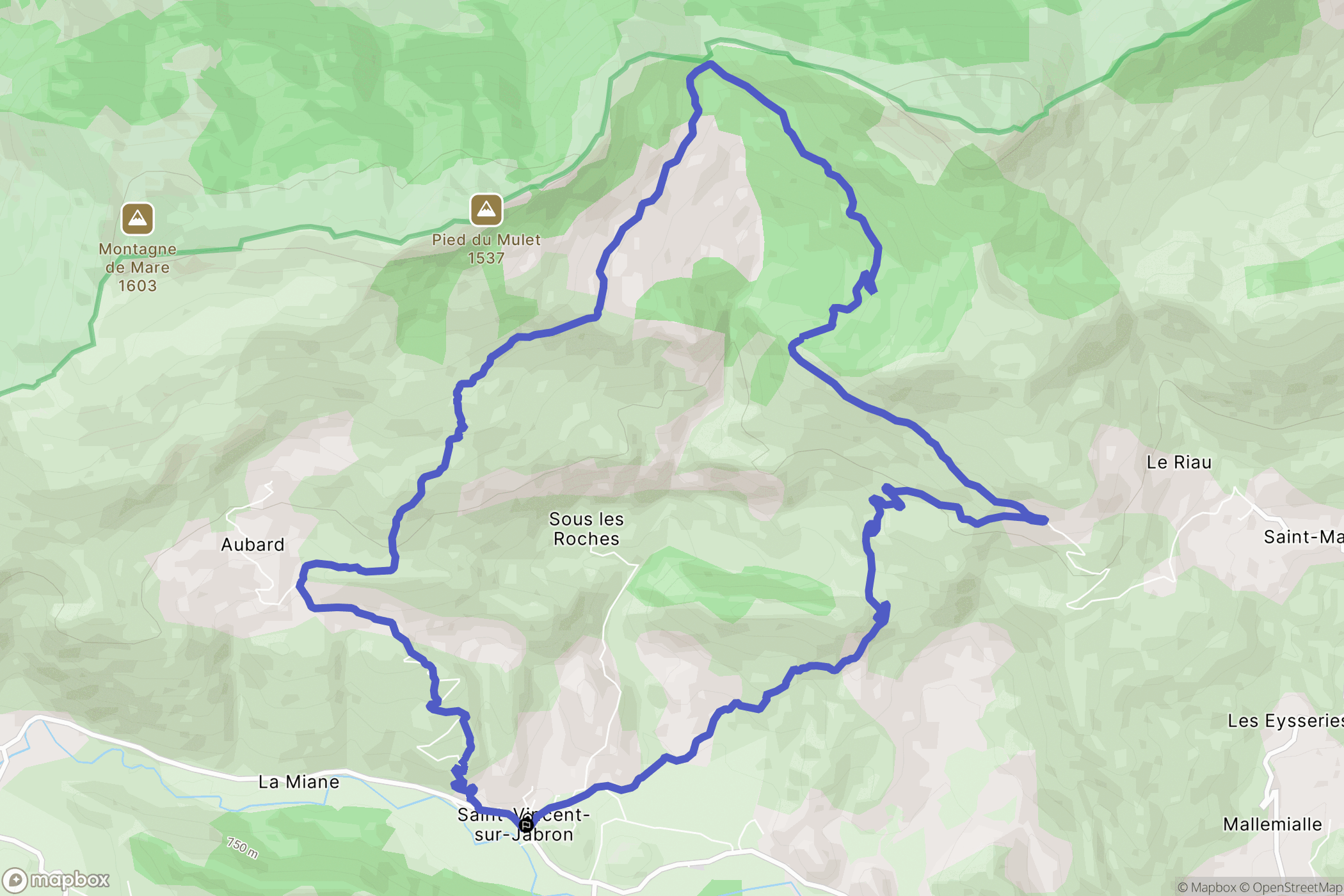 Saint-Vincent-sur-Jabron : carte du parcours de randonnée - France