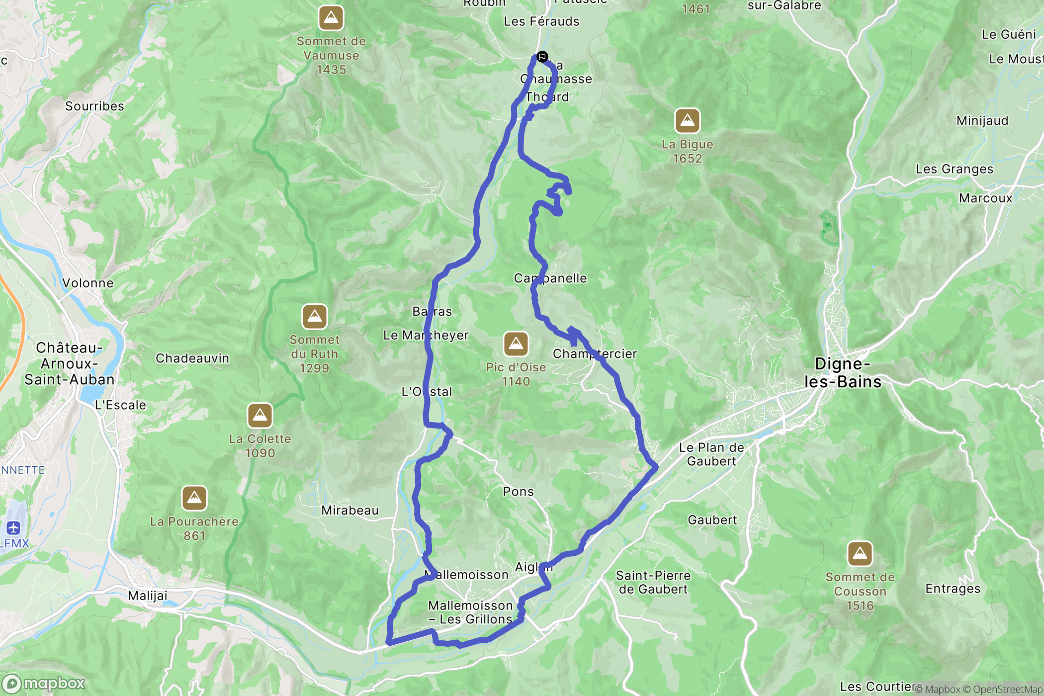 Thoard : carte du parcours de randonnée - France