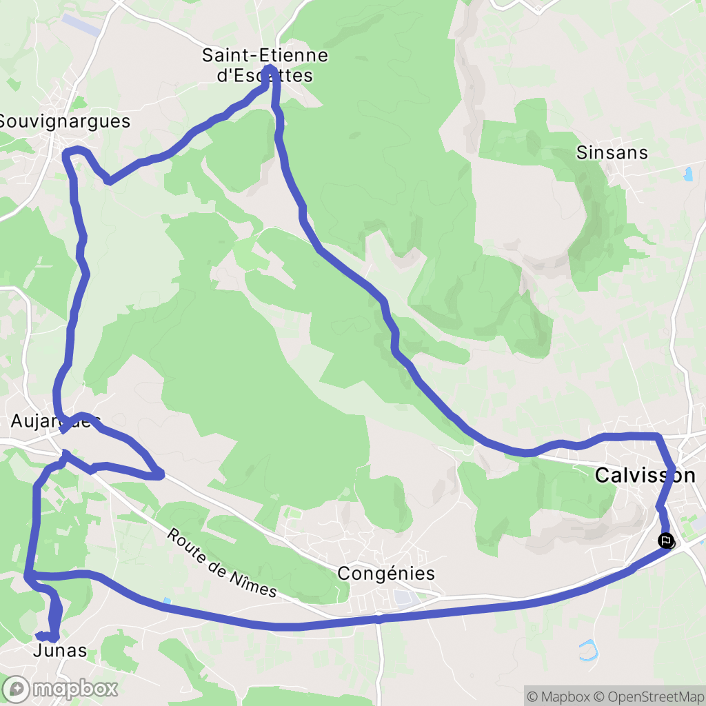 Calvisson : carte du parcours de randonnée - France