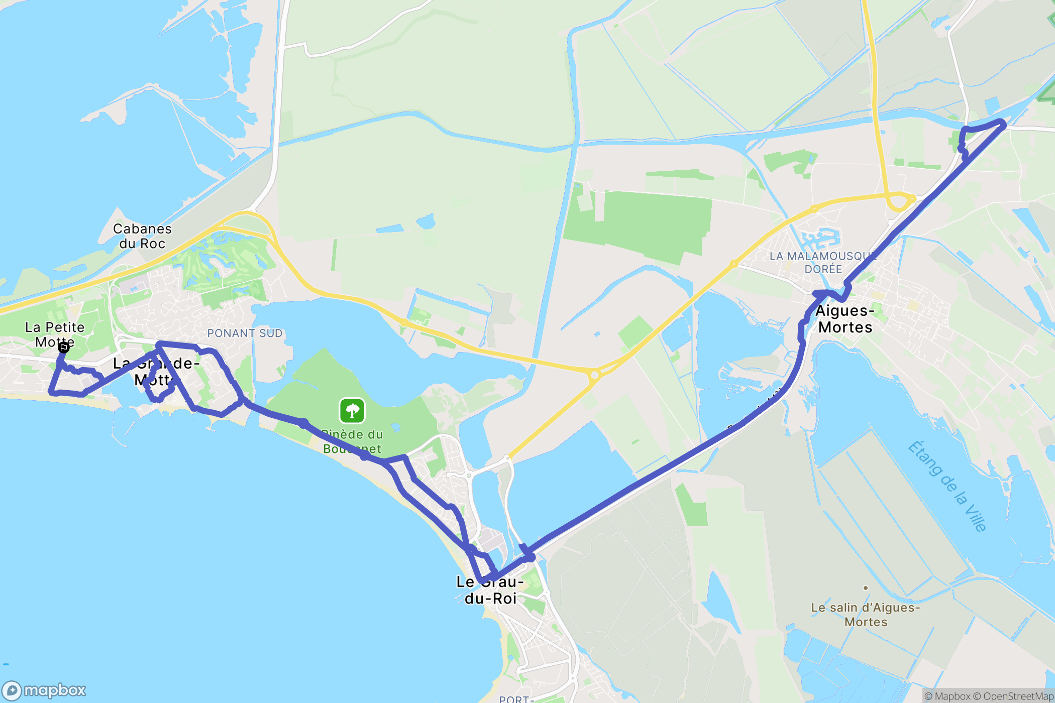 La Grande-Motte : carte du parcours de randonnée - France