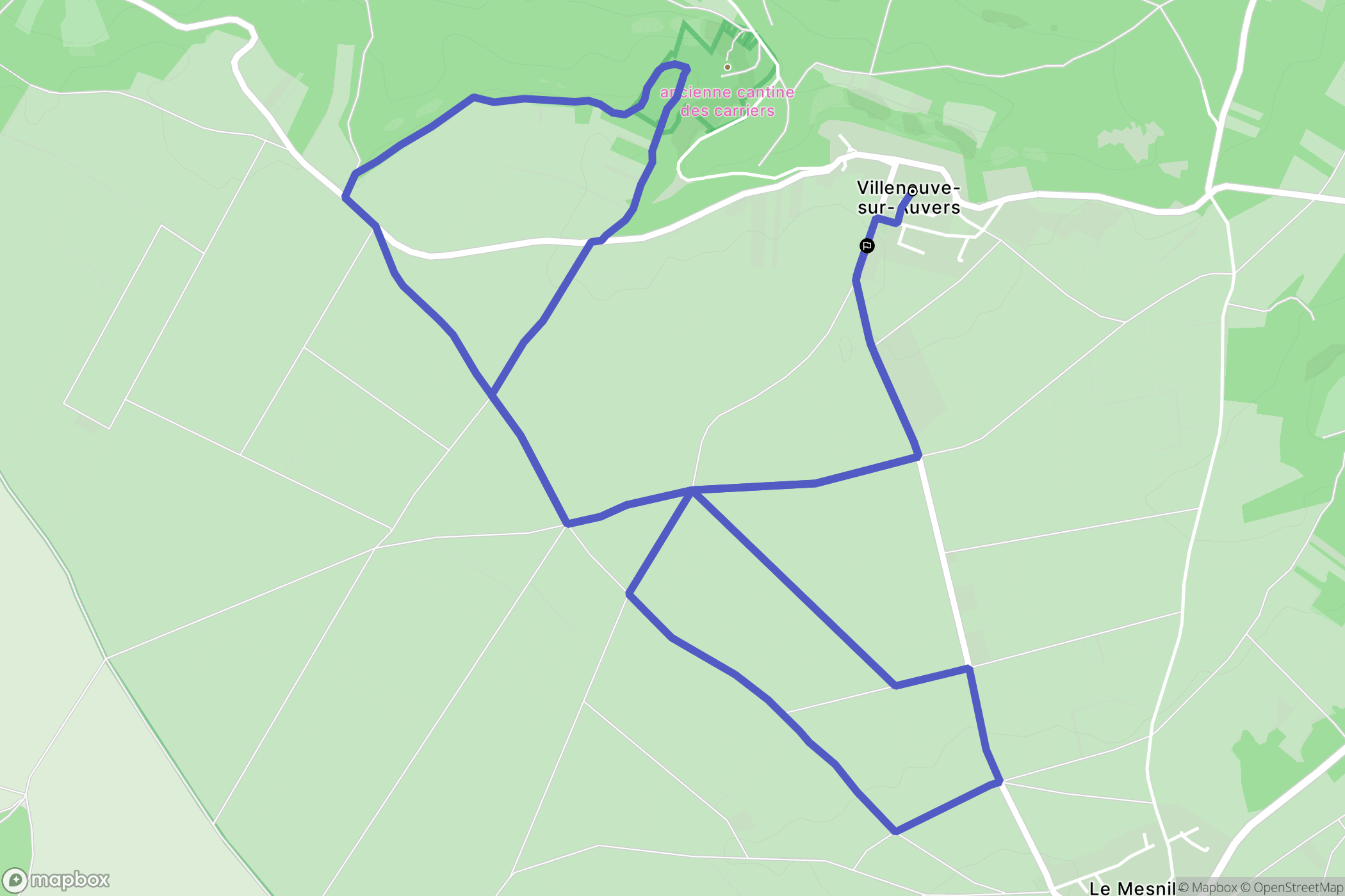 Villeneuve-sur-Auvers : carte du parcours de randonnée - France