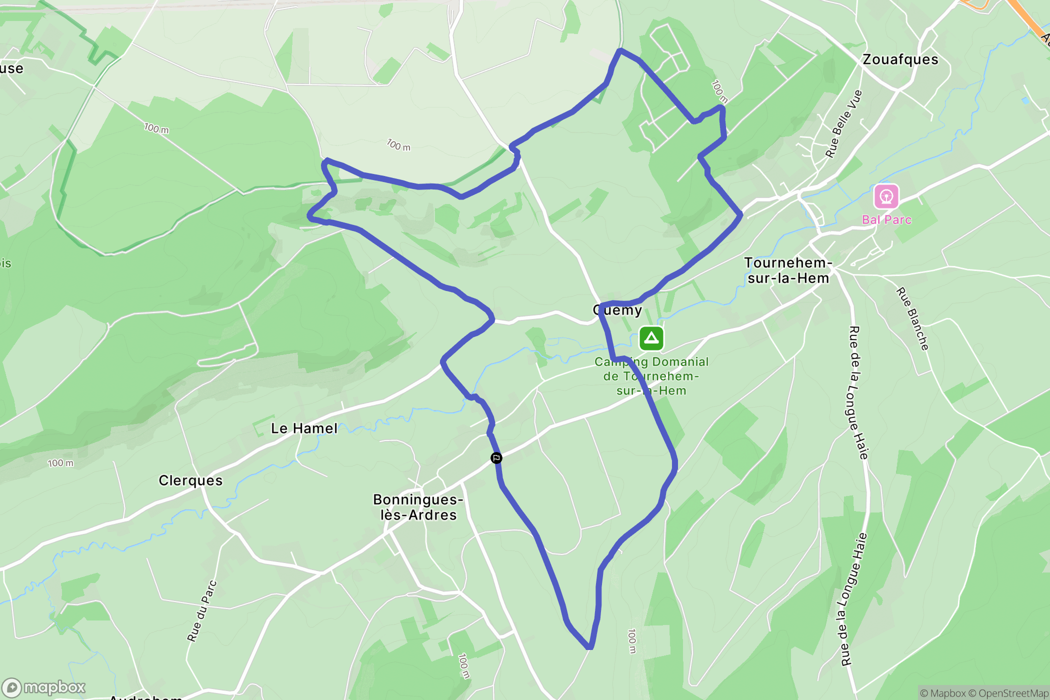 Bonningues-lès-Ardres : carte du parcours de randonnée - France