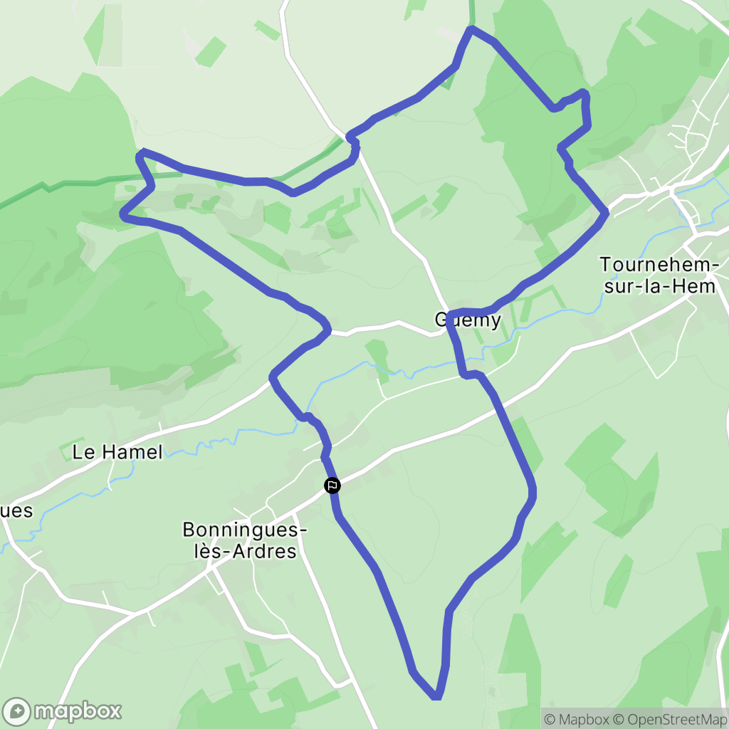 Bonningues-lès-Ardres : carte du parcours de randonnée - France