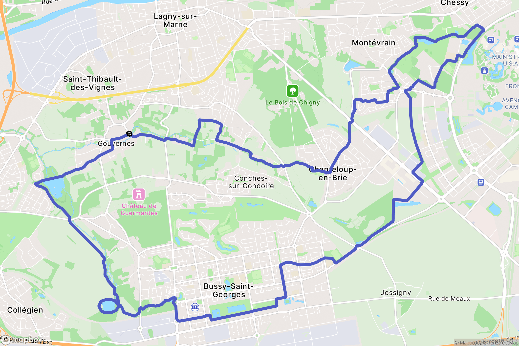 Gouvernes : carte du parcours de randonnée - France