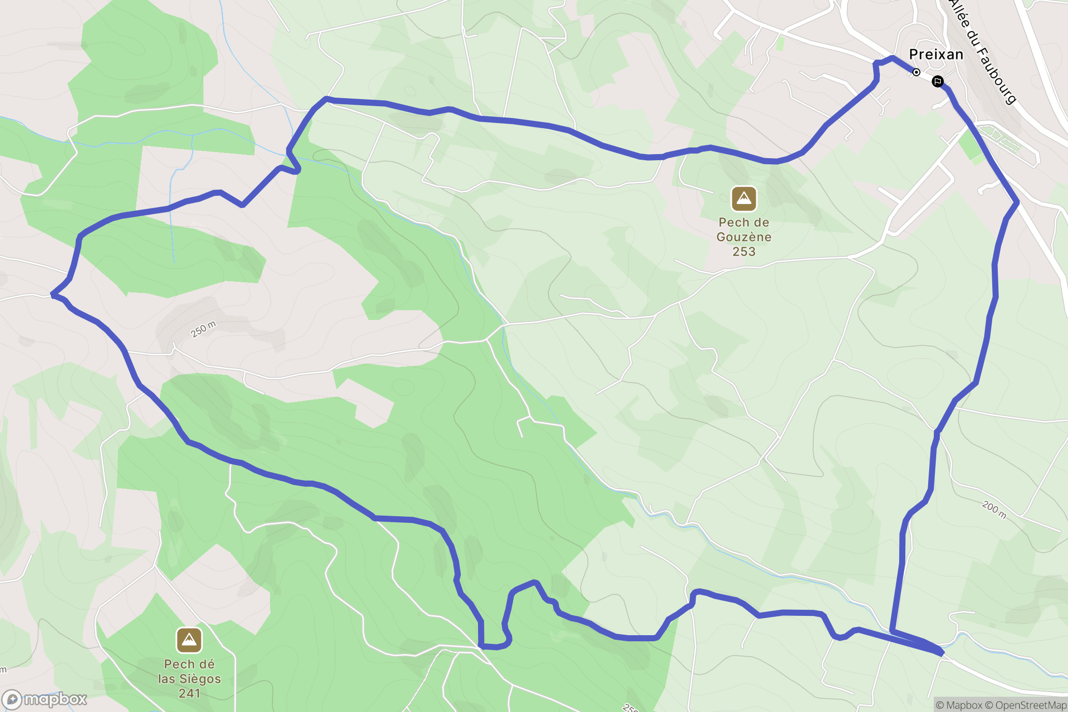Preixan : carte du parcours de randonnée - France