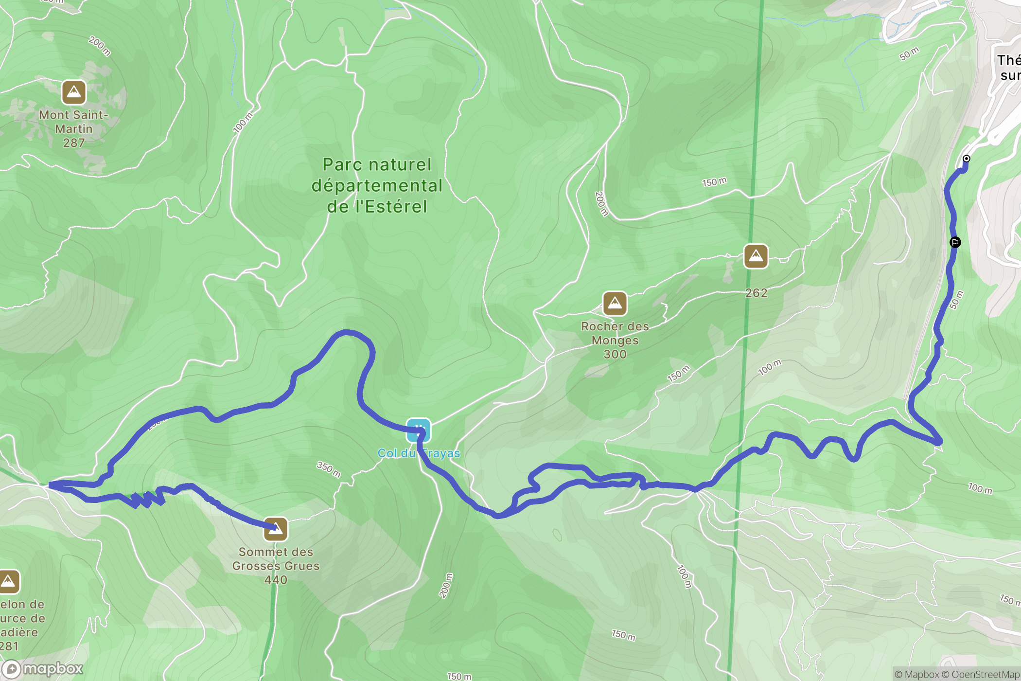 Théoule-sur-Mer : carte du parcours de randonnée - France