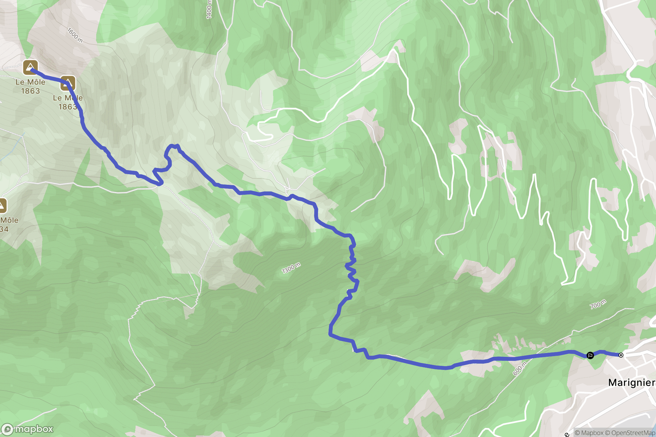 Marignier : carte du parcours de randonnée - France
