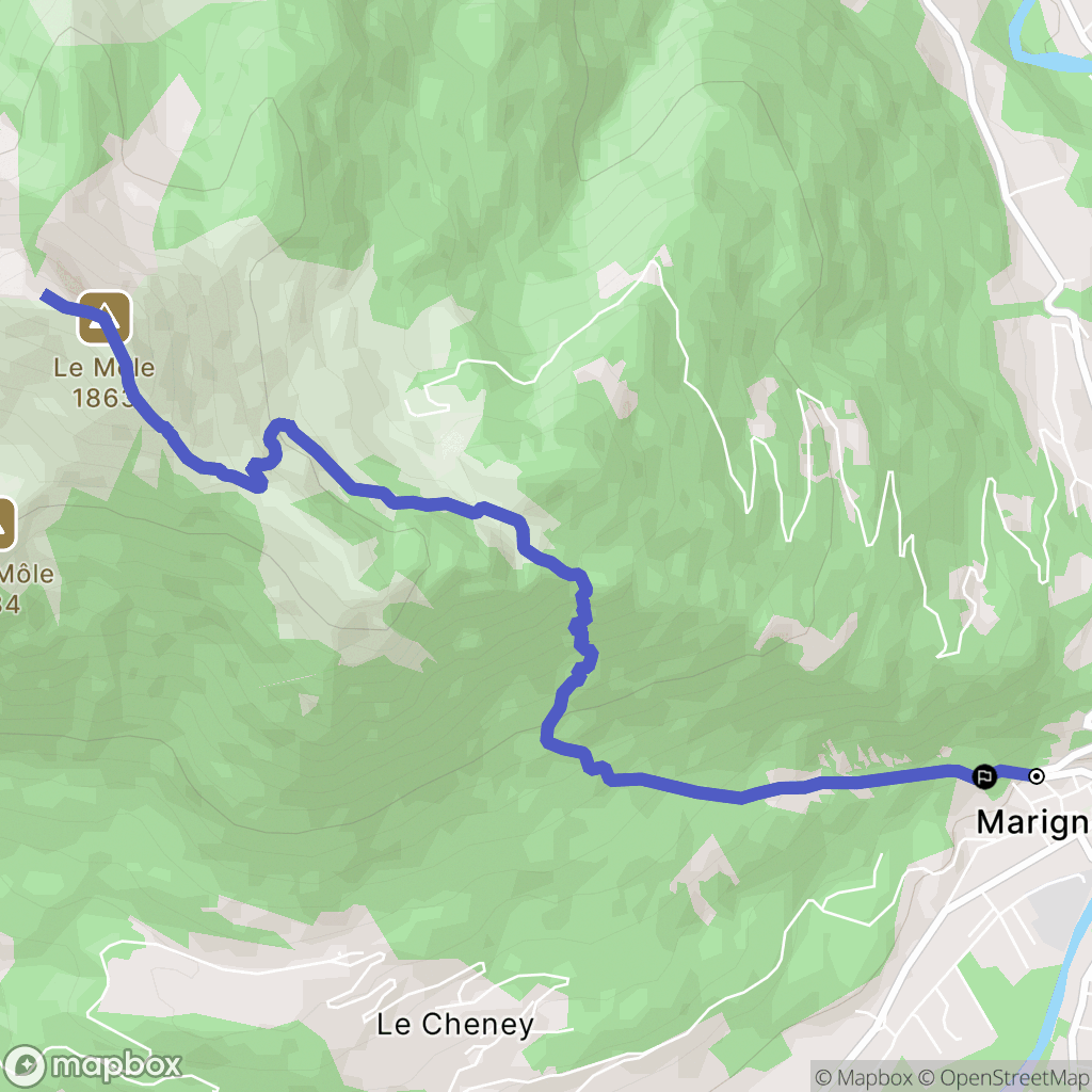 Marignier : carte du parcours de randonnée - France