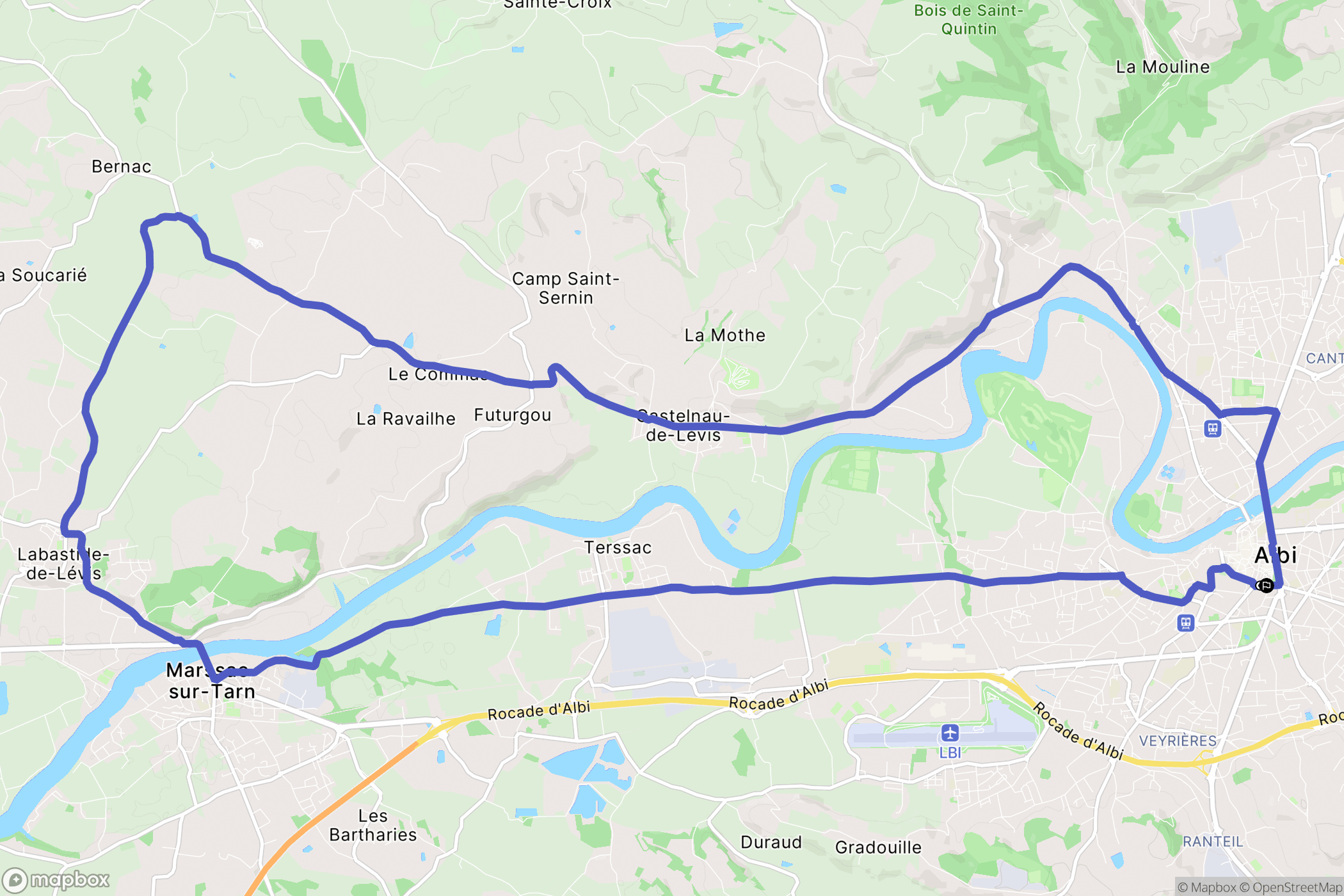 Albi : carte du parcours de randonnée - France