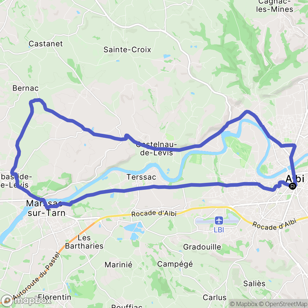 Albi : carte du parcours de randonnée - France
