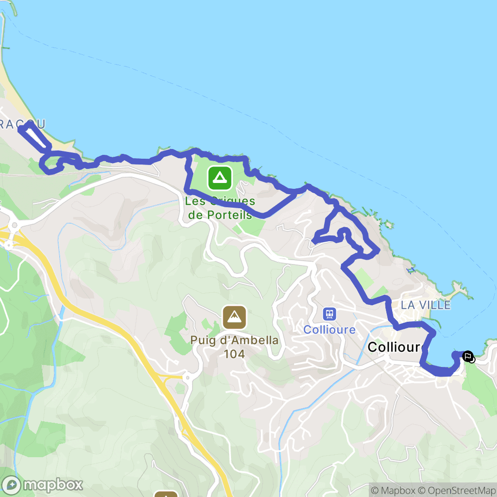 Collioure : carte du parcours de randonnée - France