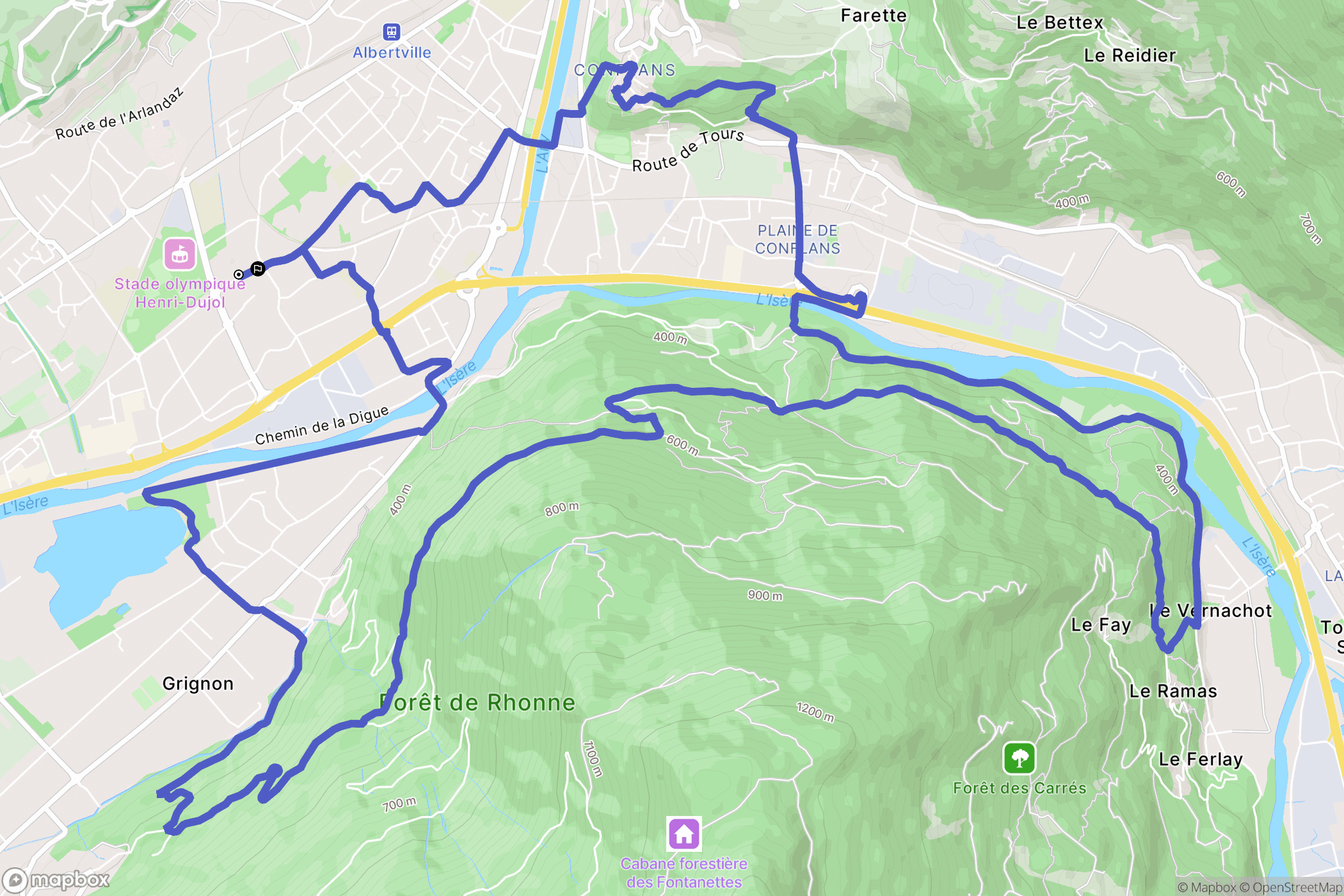 Albertville : carte du parcours de randonnée - France