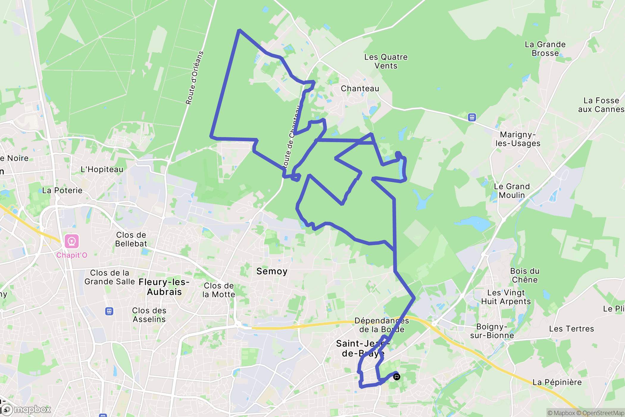 Saint-Jean-de-Braye : carte du parcours de randonnée - France