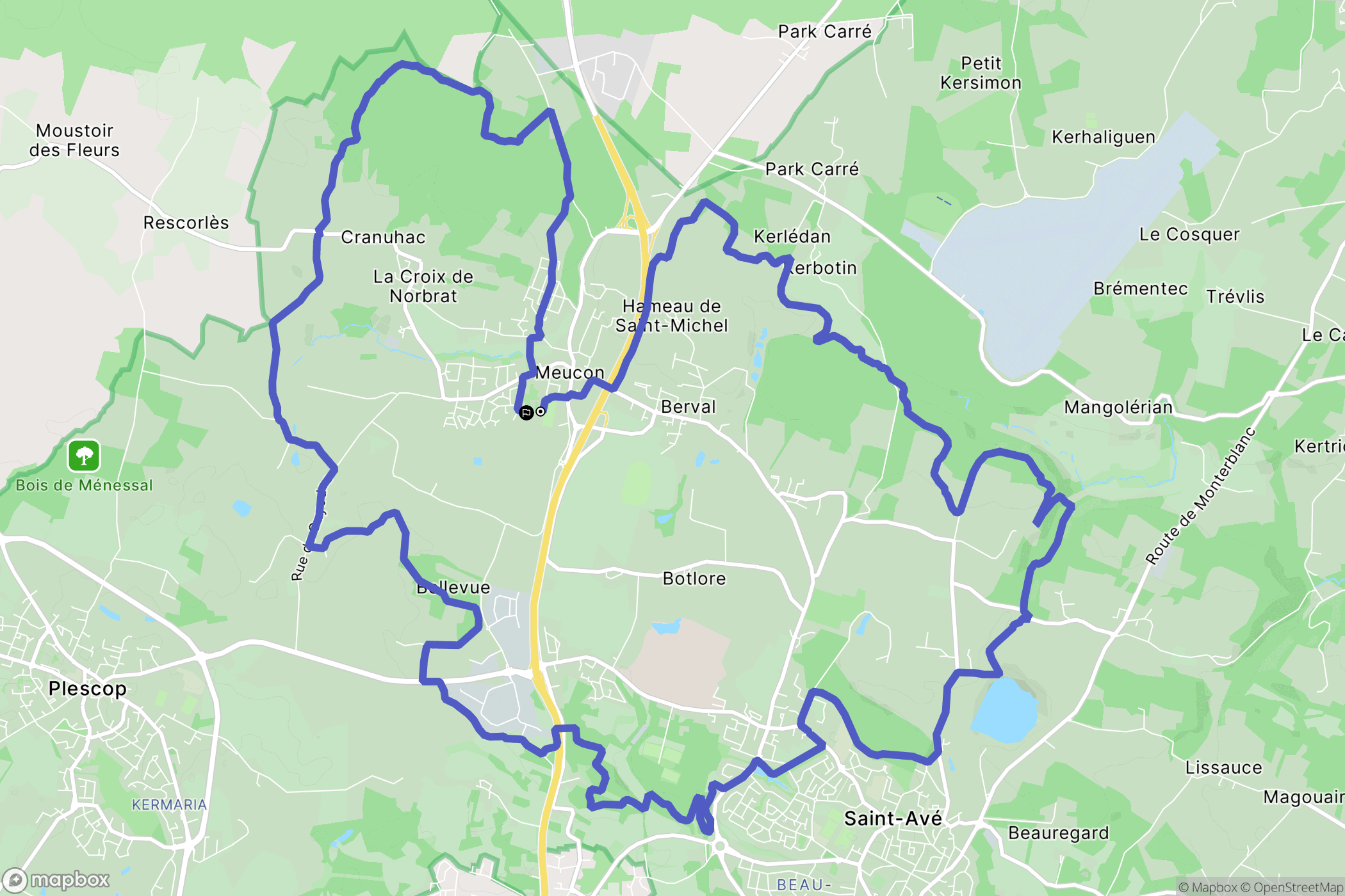 Meucon : carte du parcours de randonnée - France