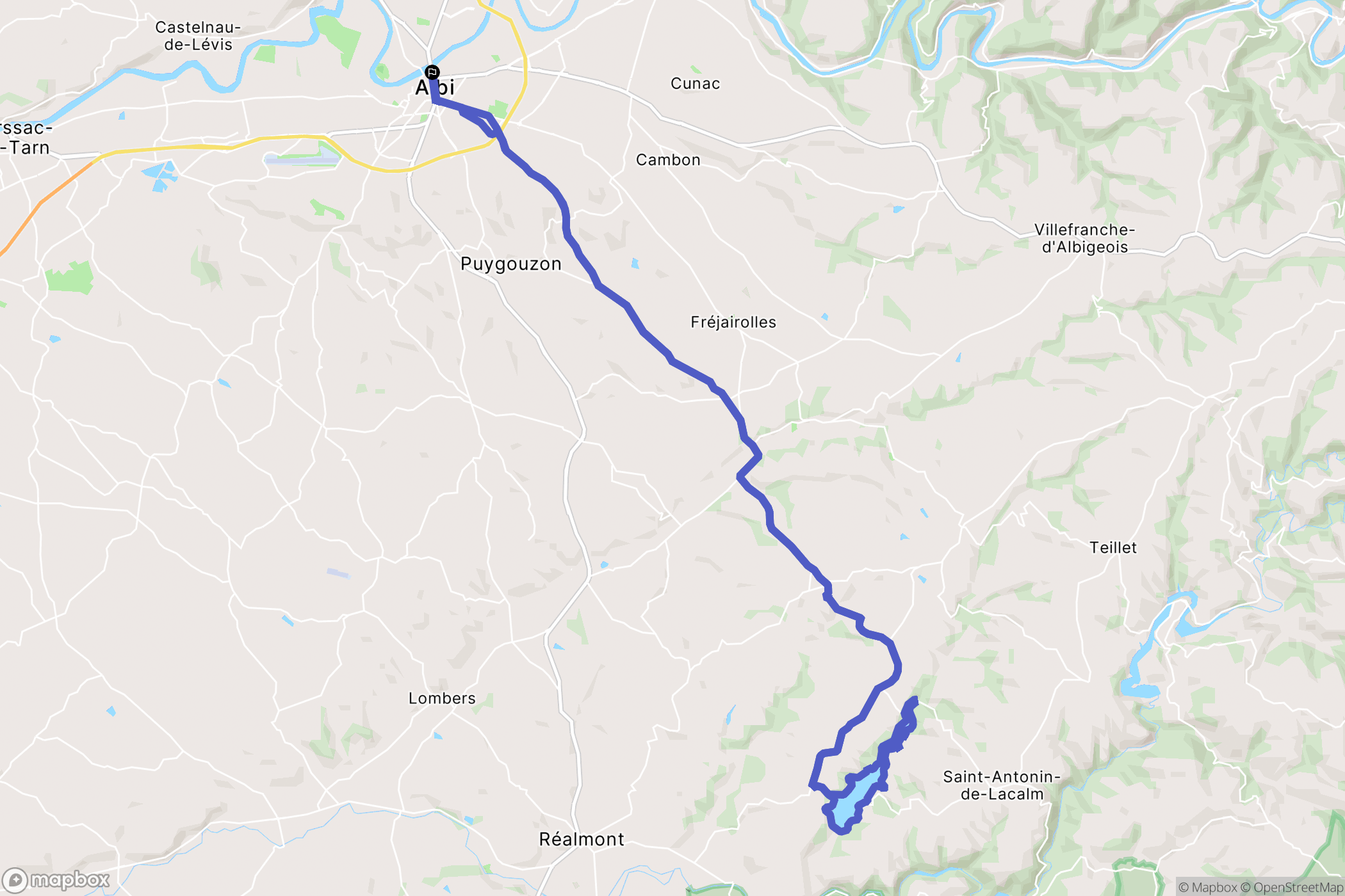 Albi : carte du parcours de randonnée - France