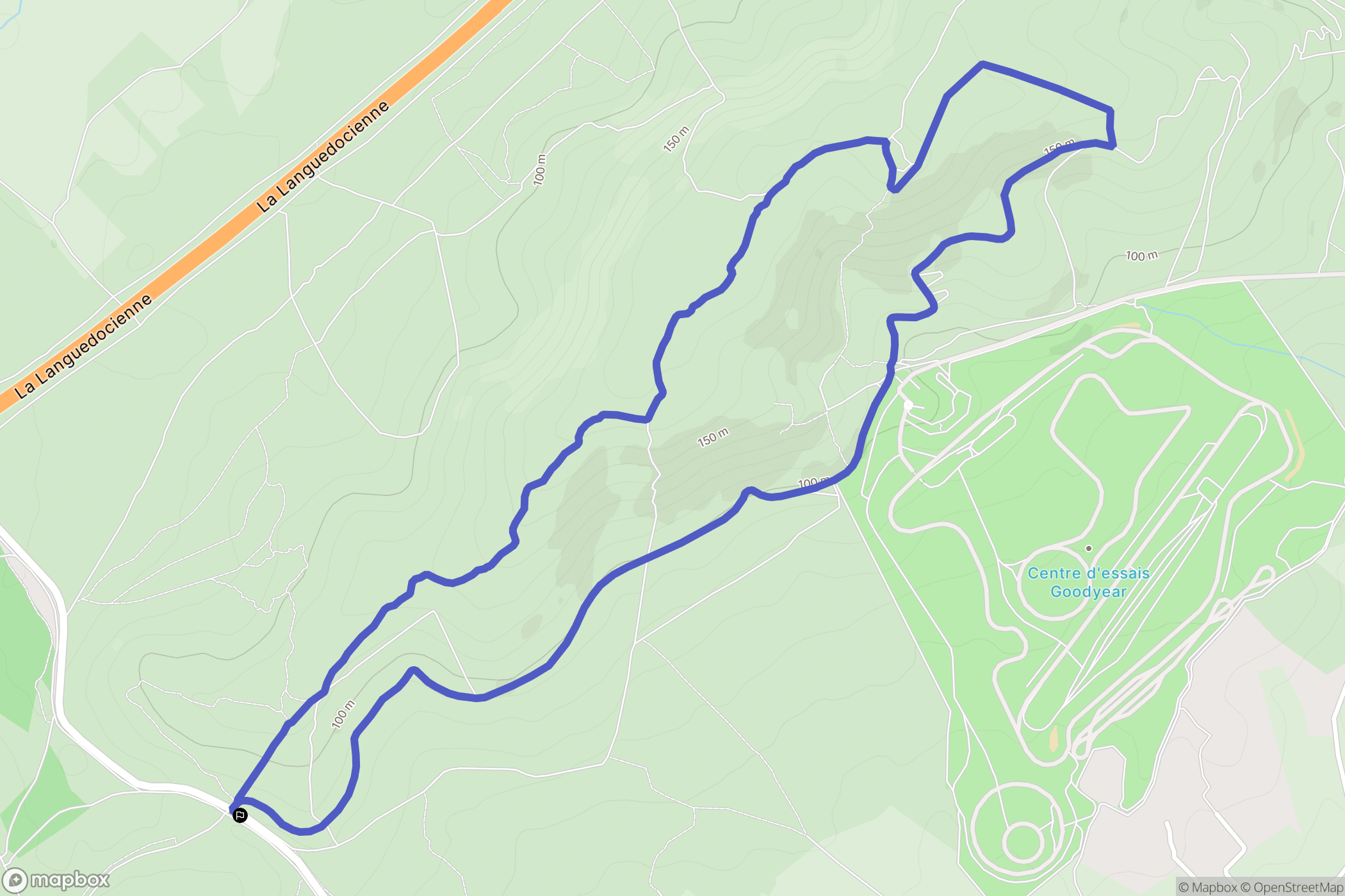 Fabrègues : carte du parcours de randonnée - France