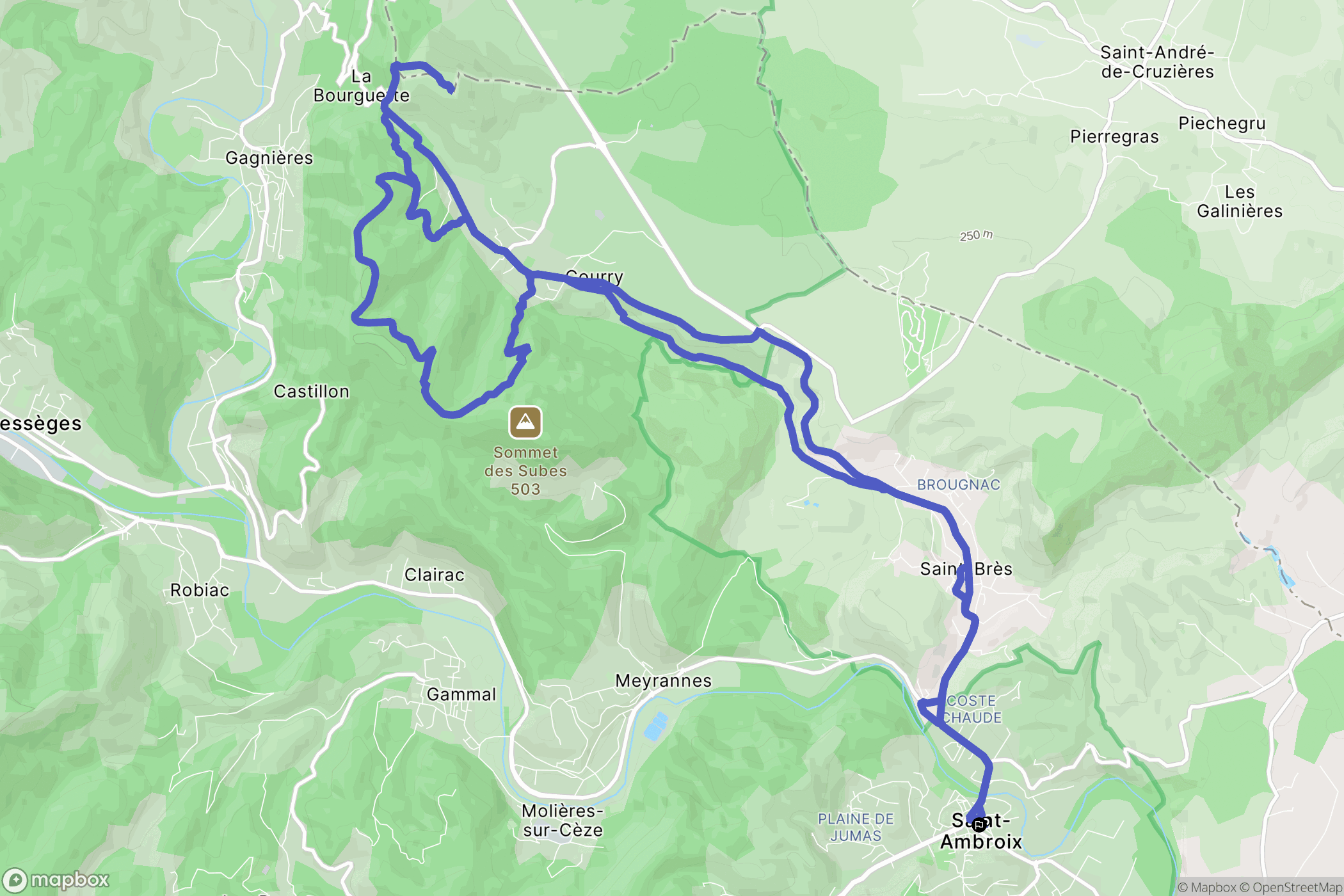 Saint-Ambroix : carte du parcours de randonnée - France
