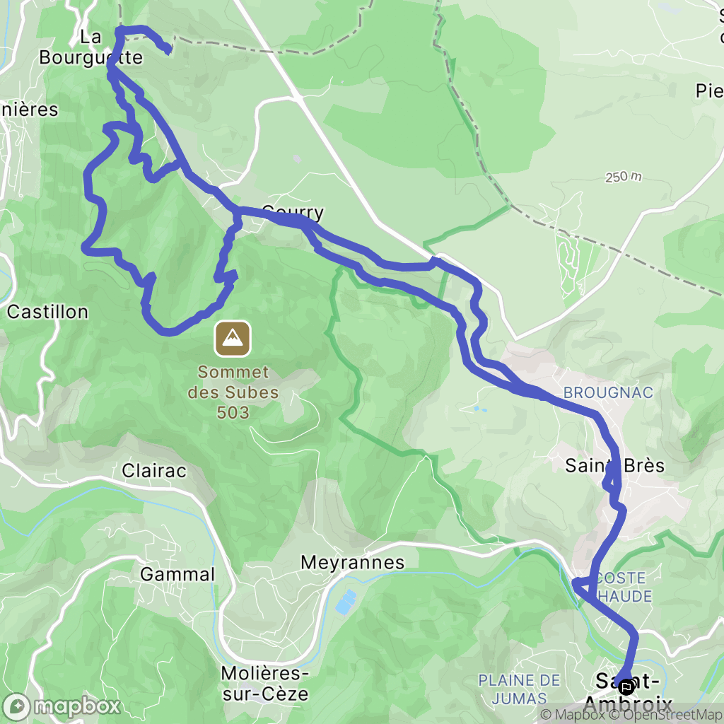 Saint-Ambroix : carte du parcours de randonnée - France