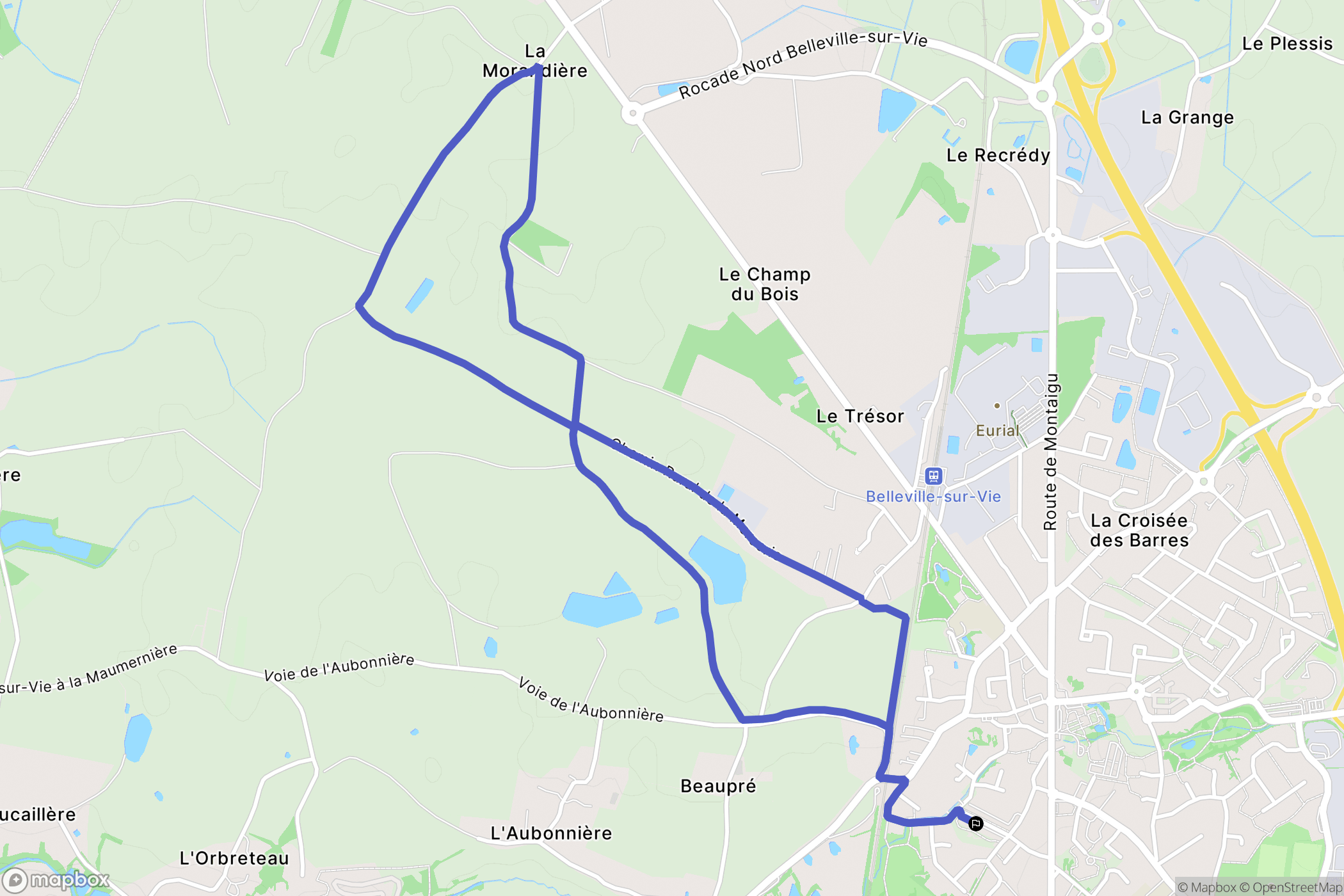 Bellevigny : carte du parcours de randonnée - France