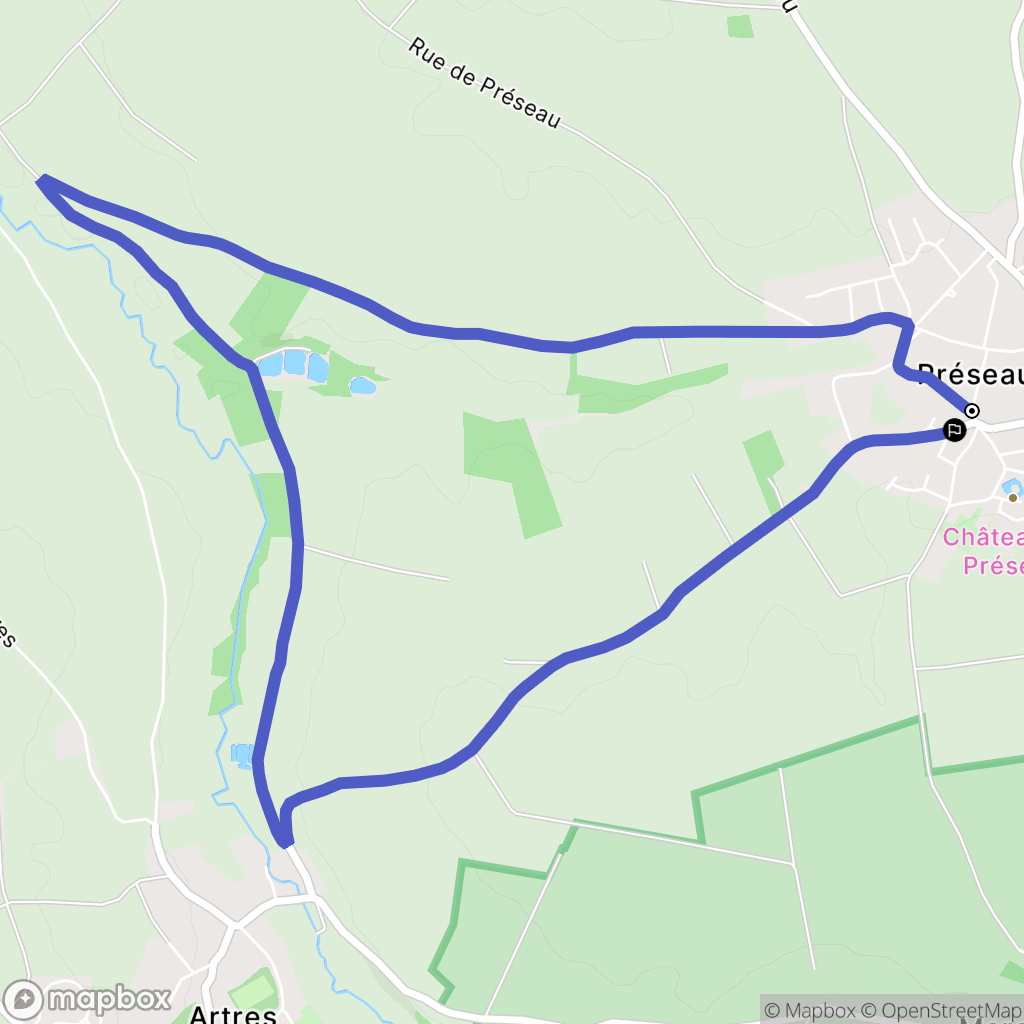 Préseau : carte du parcours de randonnée - France