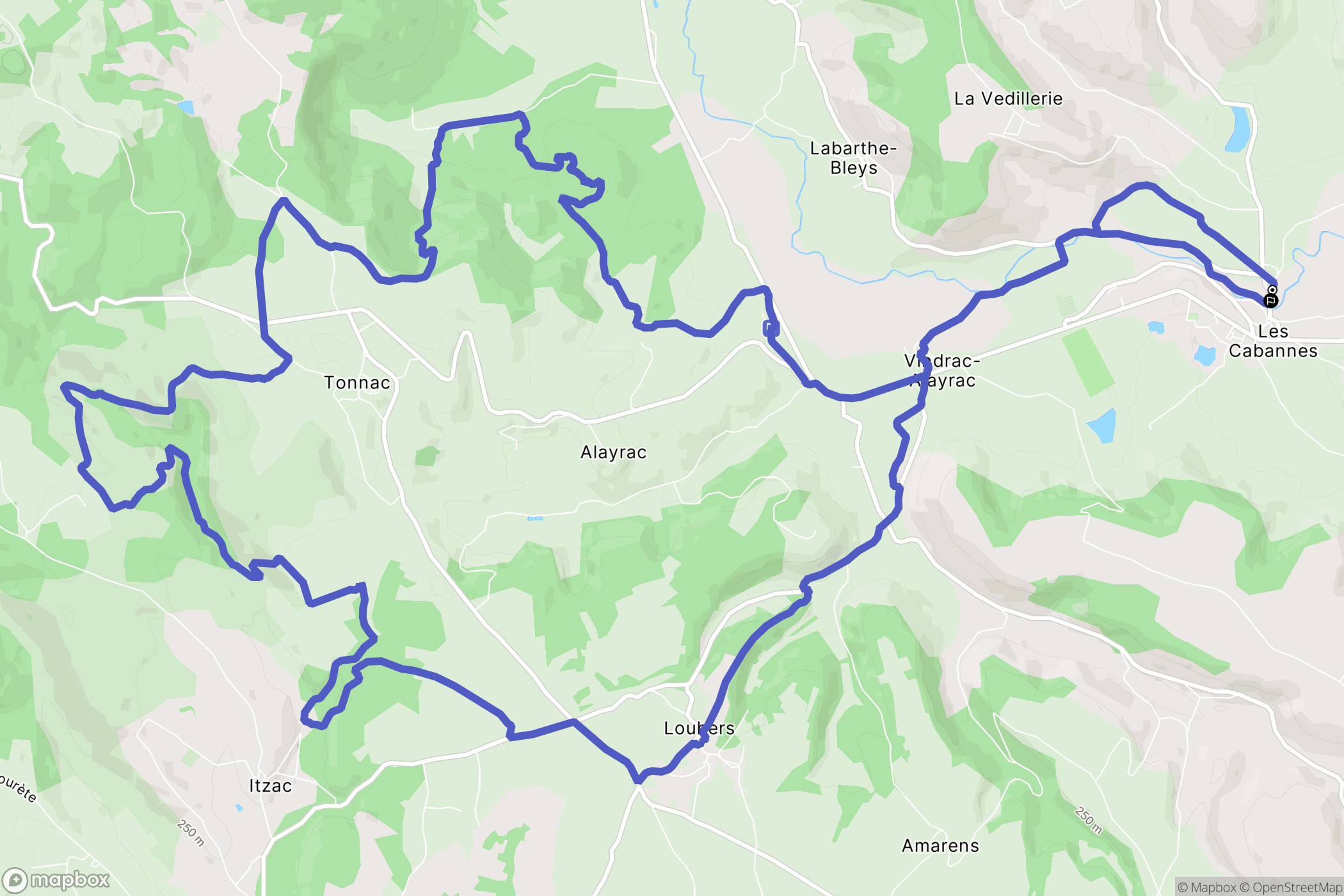 Cordes-sur-Ciel : carte du parcours de randonnée - France
