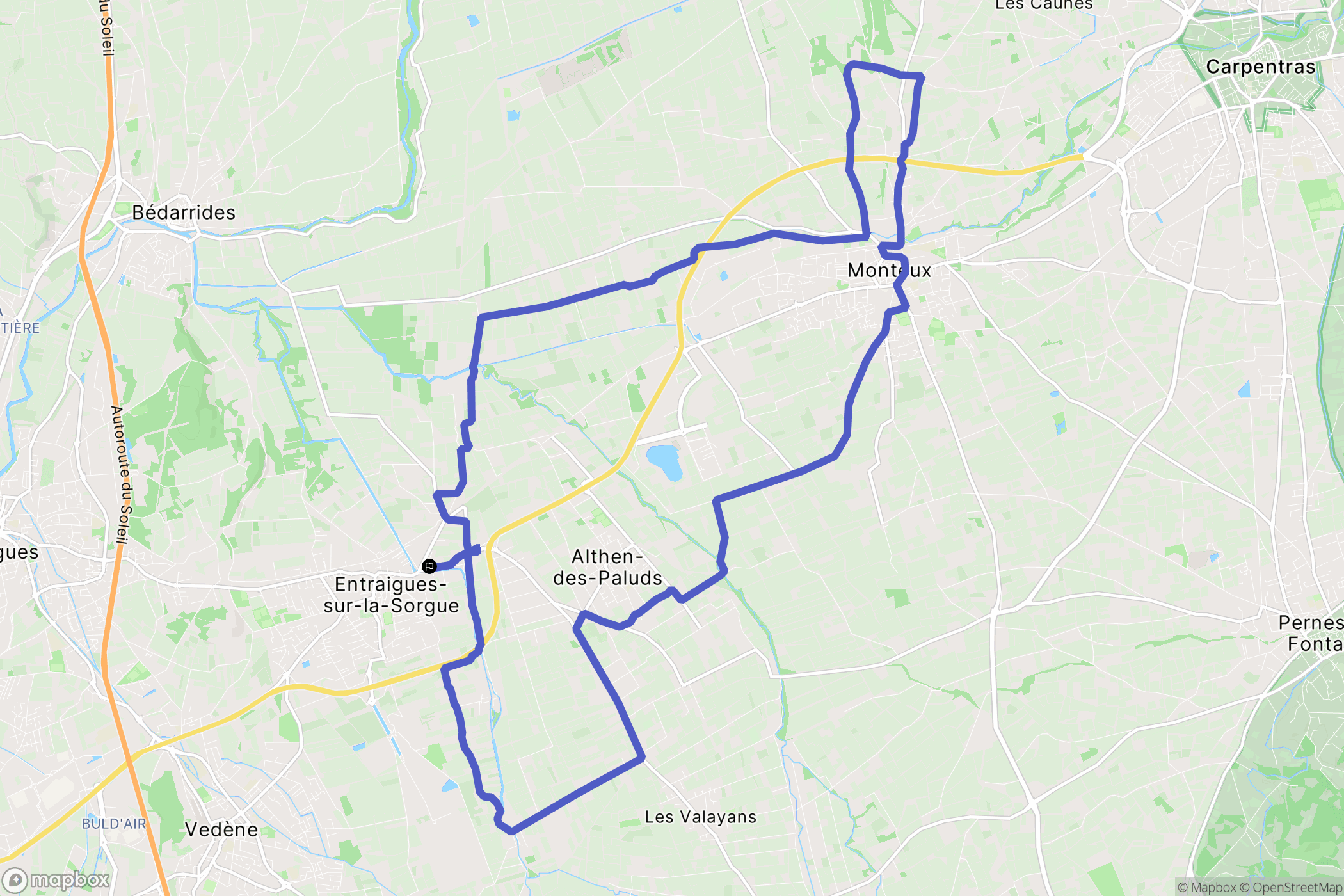 Entraigues-sur-la-Sorgue : carte du parcours de randonnée - France