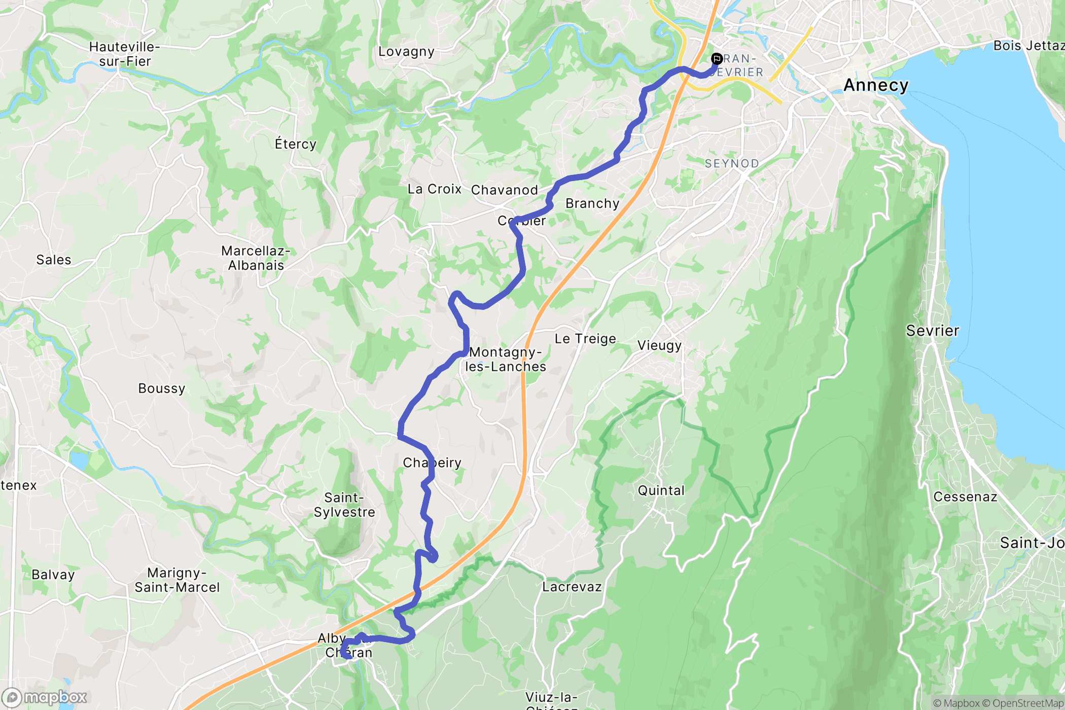 Annecy : carte du parcours de randonnée - France