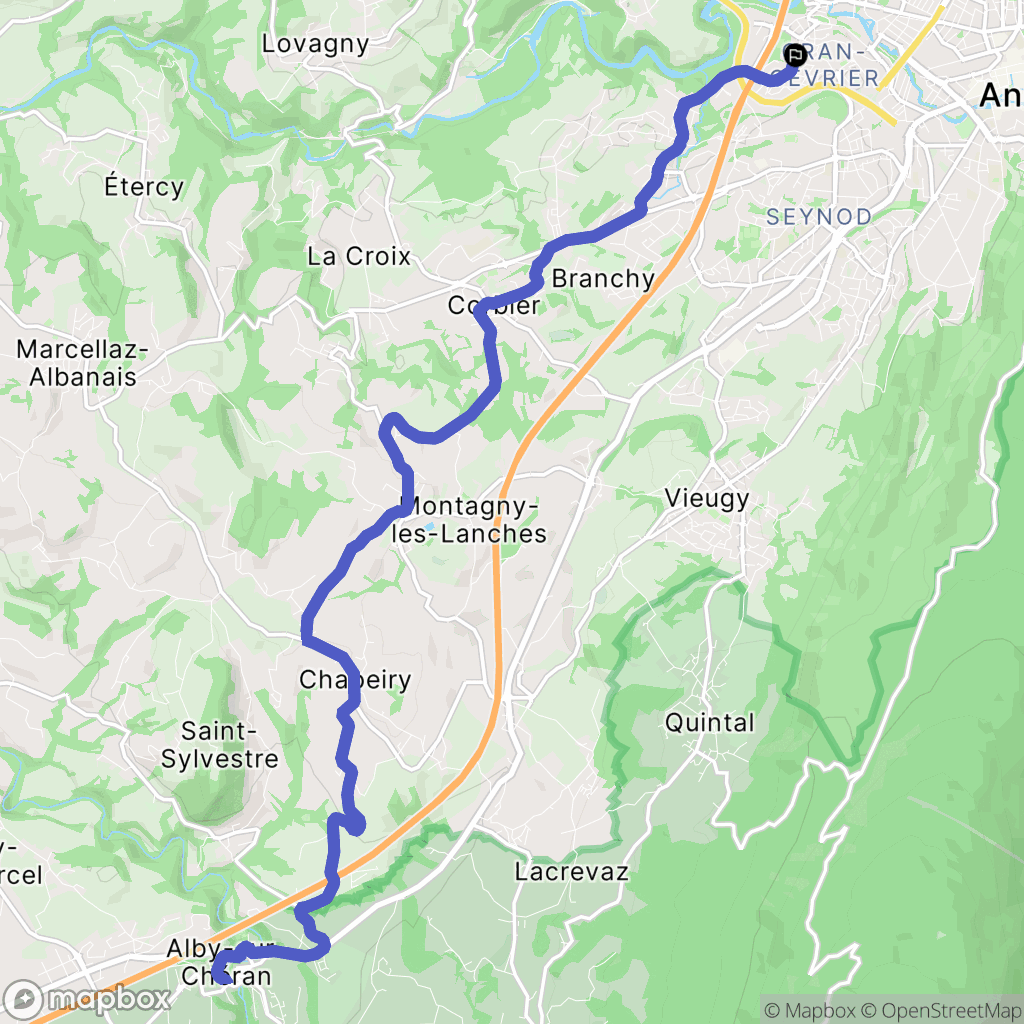 Annecy : carte du parcours de randonnée - France