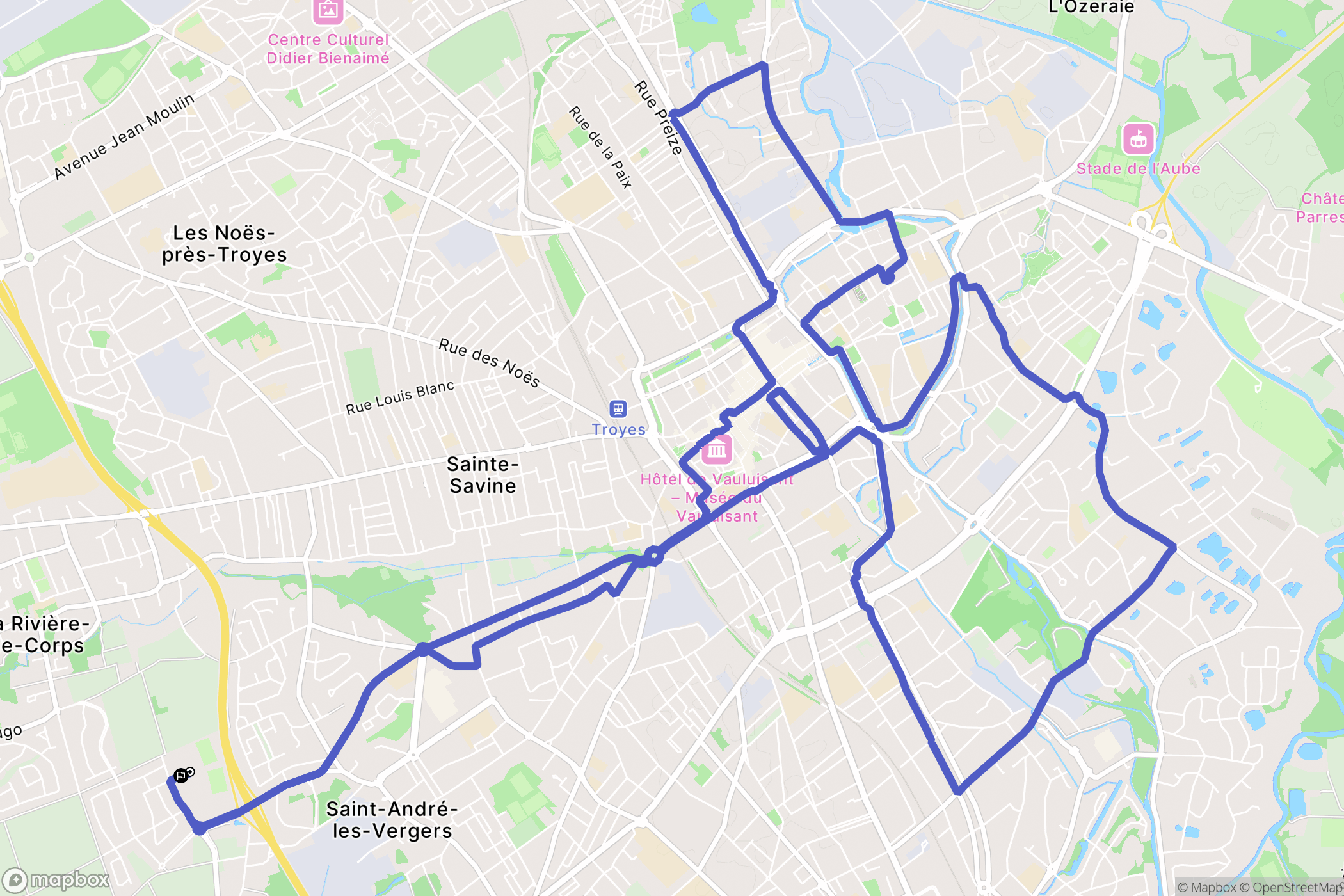 Saint-André-les-Vergers : carte du parcours de randonnée - France