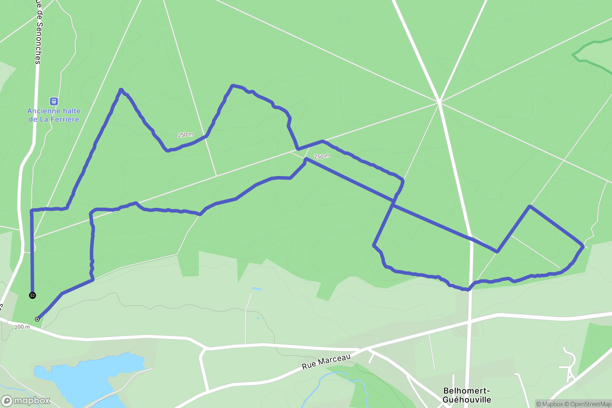 Belhomert-Guéhouville : carte du parcours de randonnée - France