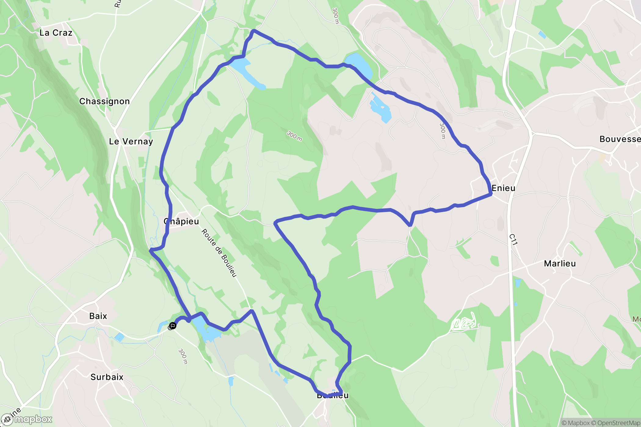 Saint-Baudille-de-la-Tour : carte du parcours de randonnée - France