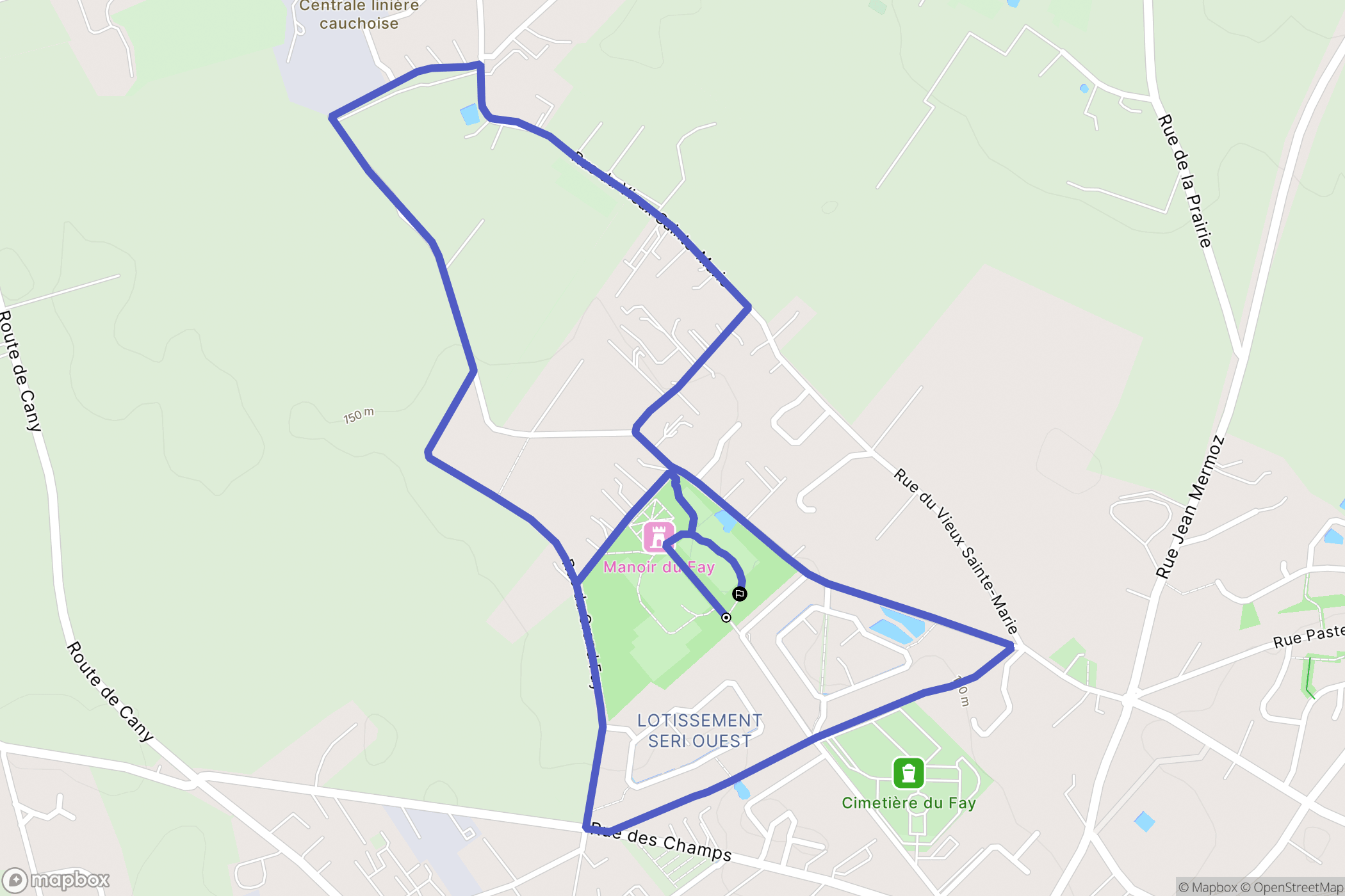 Yvetot : carte du parcours de randonnée - France