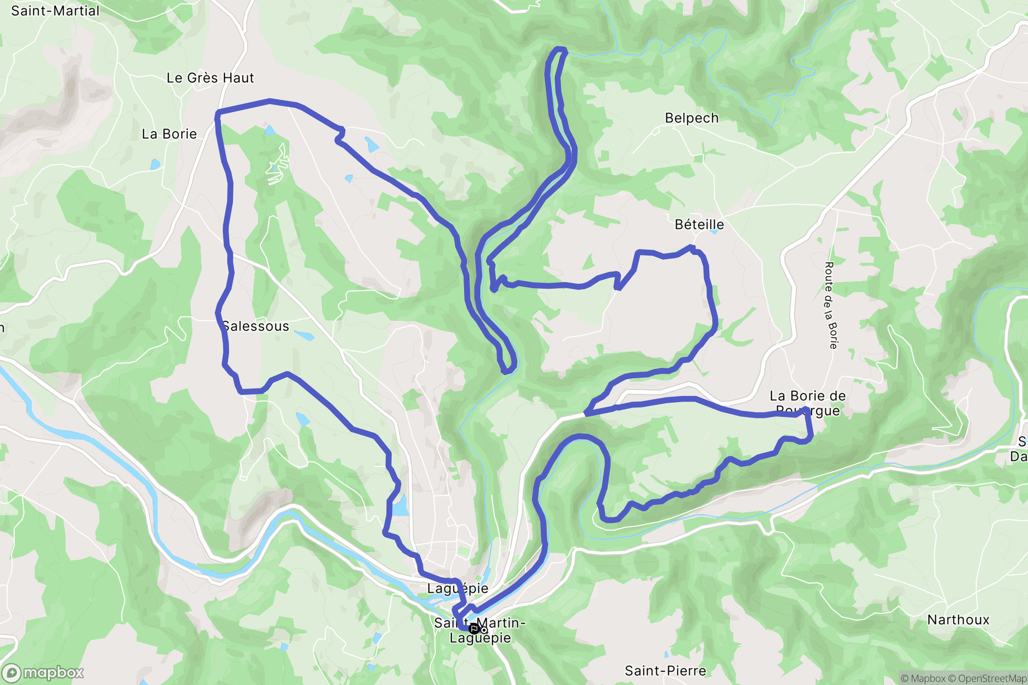 Laguépie : carte du parcours de randonnée - France