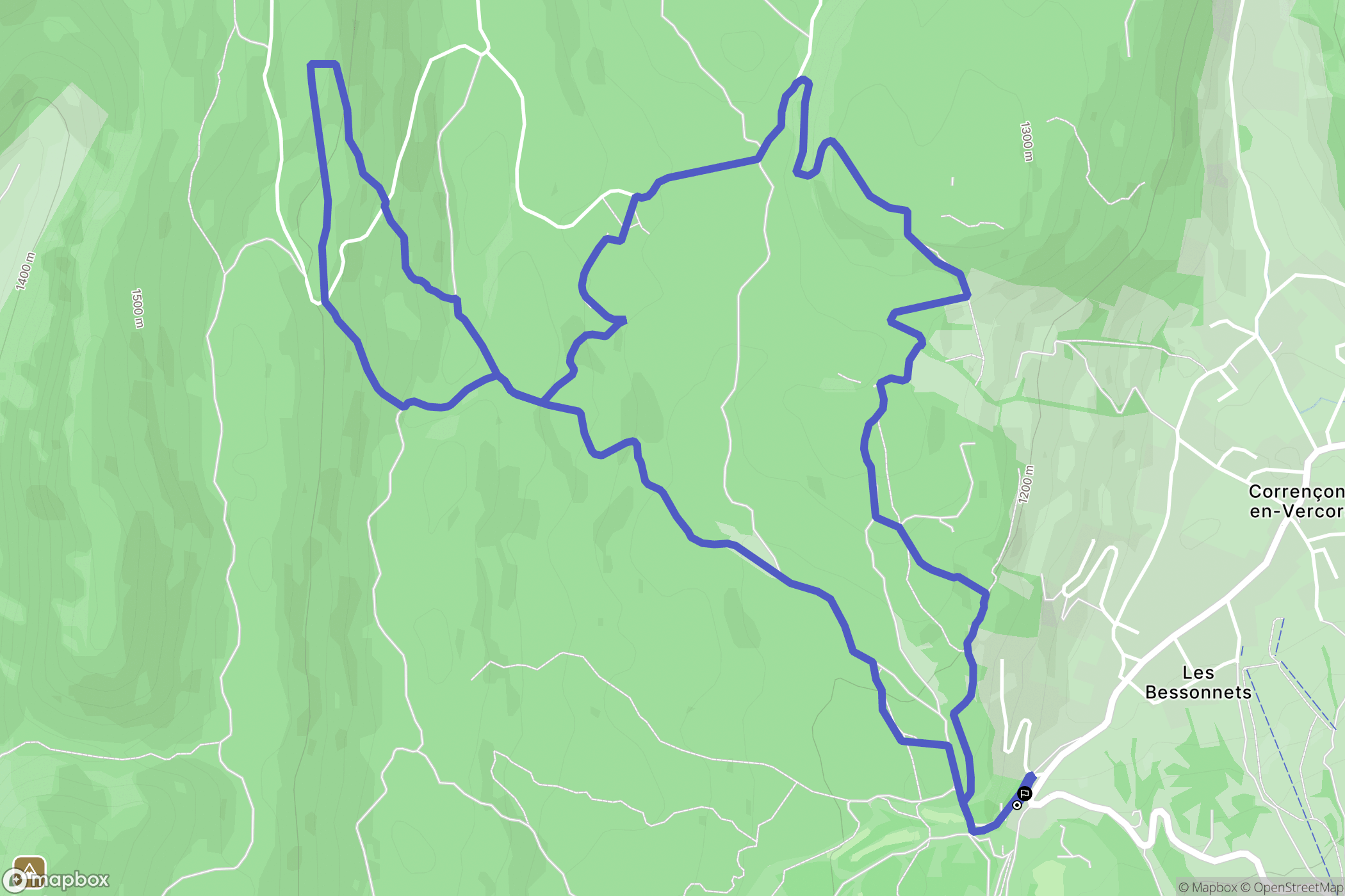 Corrençon-en-Vercors : carte du parcours de randonnée - France
