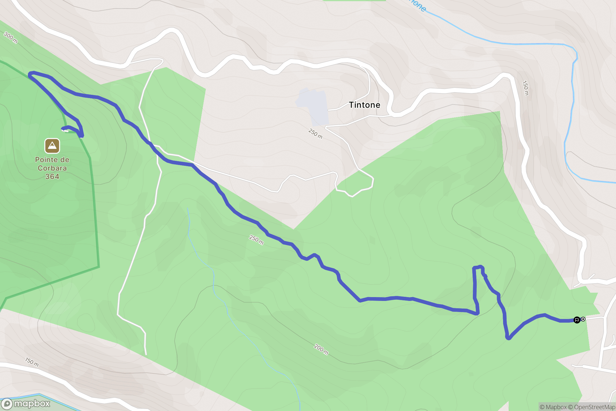 Pietroso : carte du parcours de randonnée - France