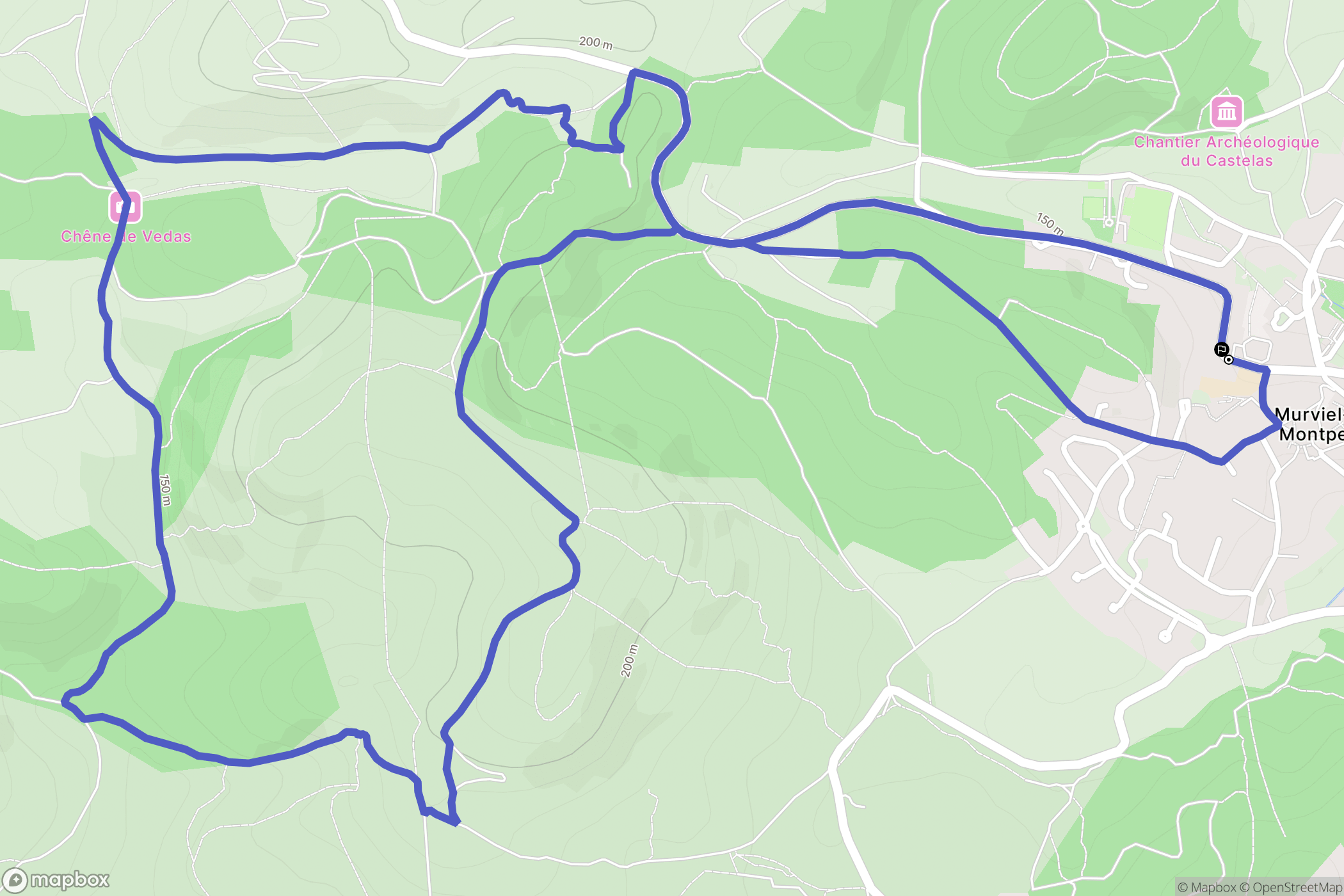 Murviel-lès-Montpellier : carte du parcours de randonnée - France