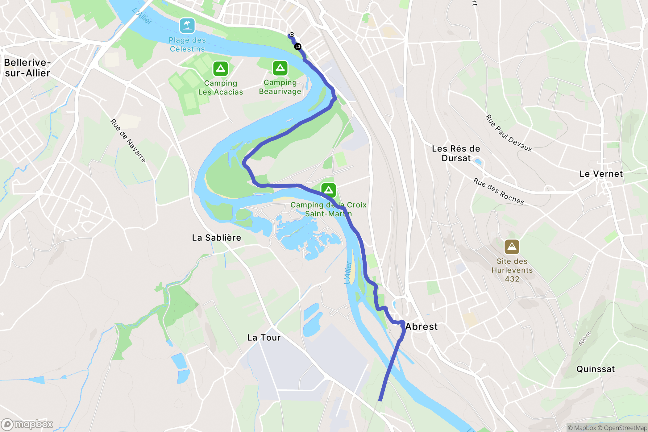 Vichy : carte du parcours de randonnée - France