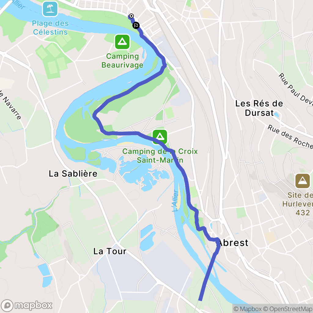 Vichy : carte du parcours de randonnée - France